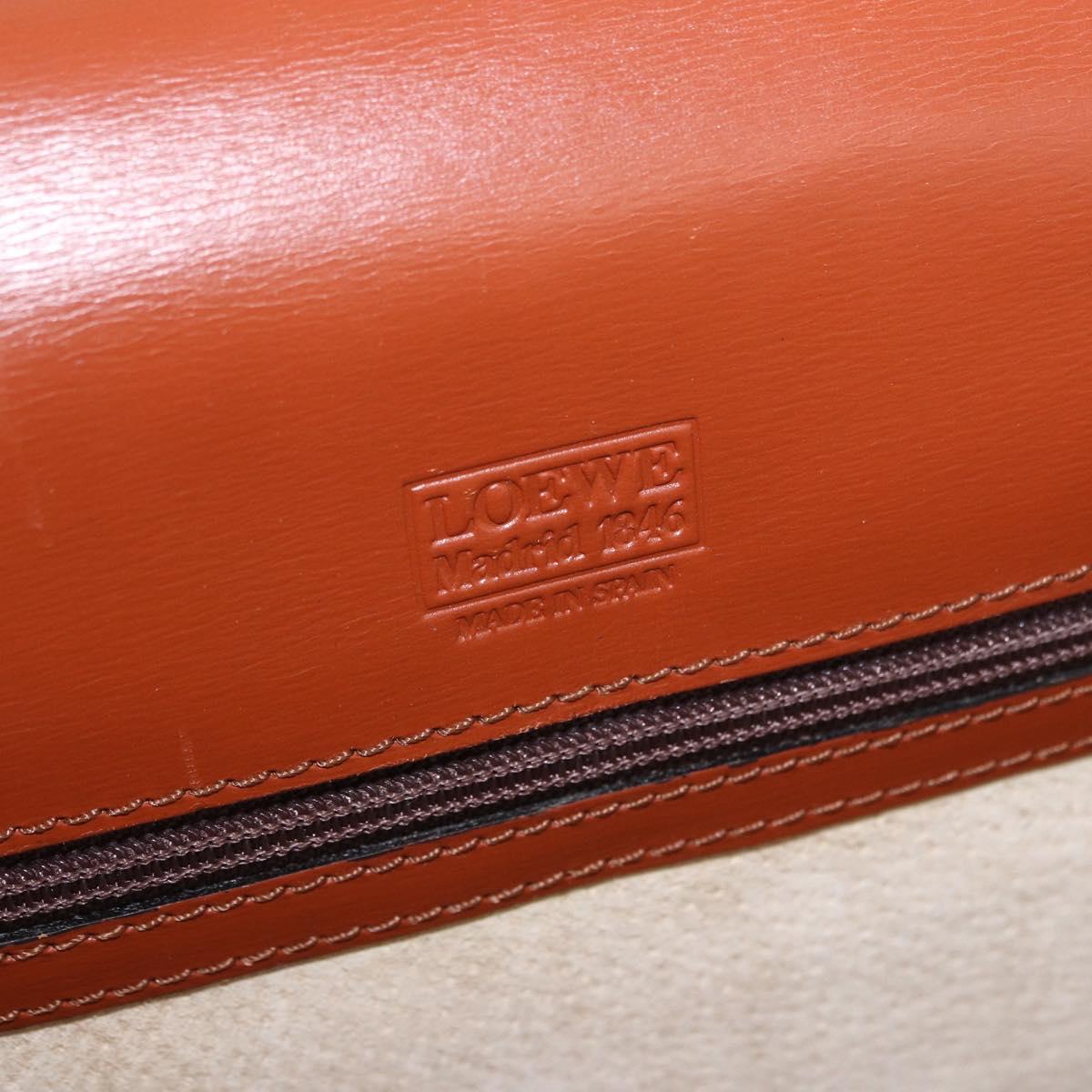 LOEWE Business Bag Leather Brown Gold Auth bs36070