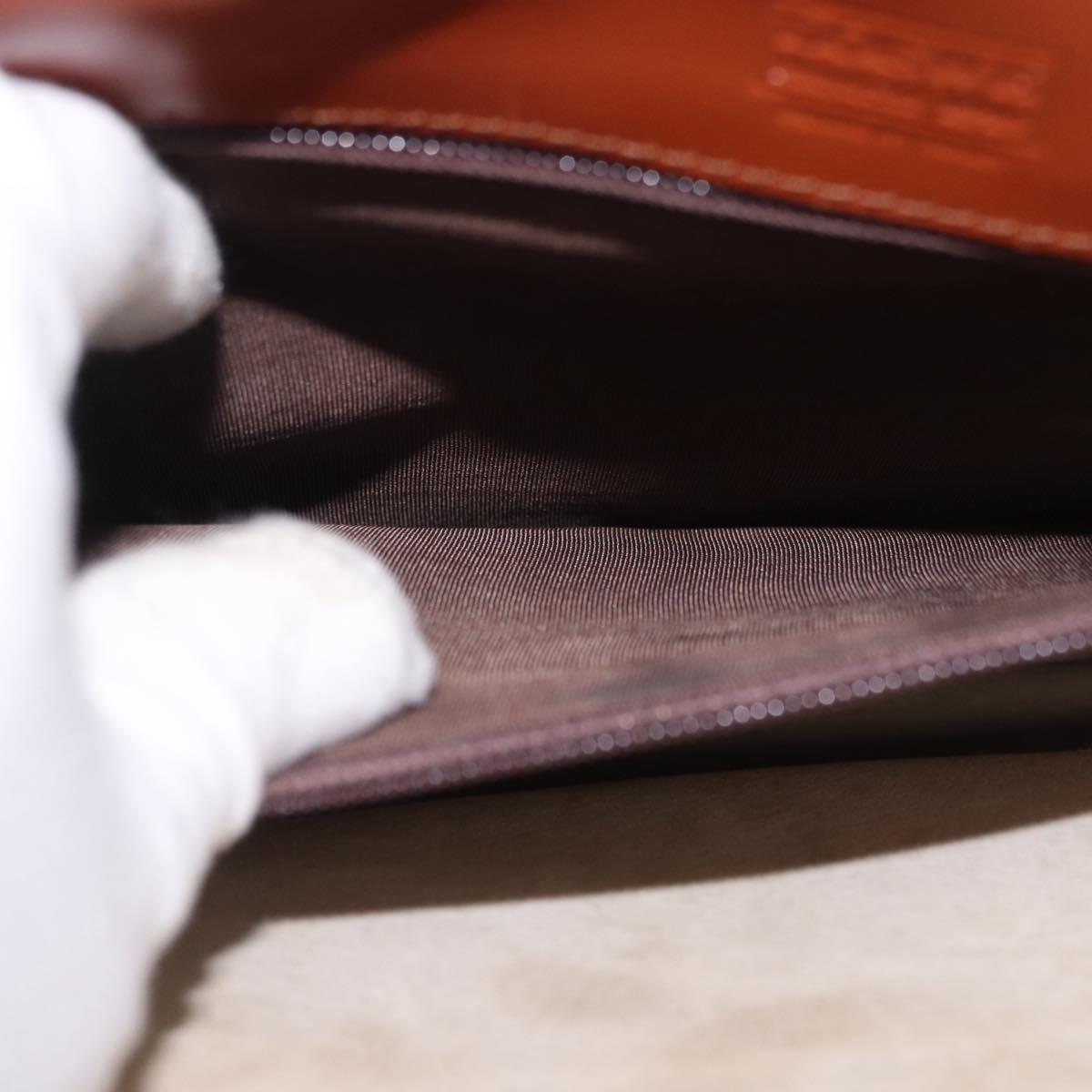 LOEWE Business Bag Leather Brown Gold Auth bs36070