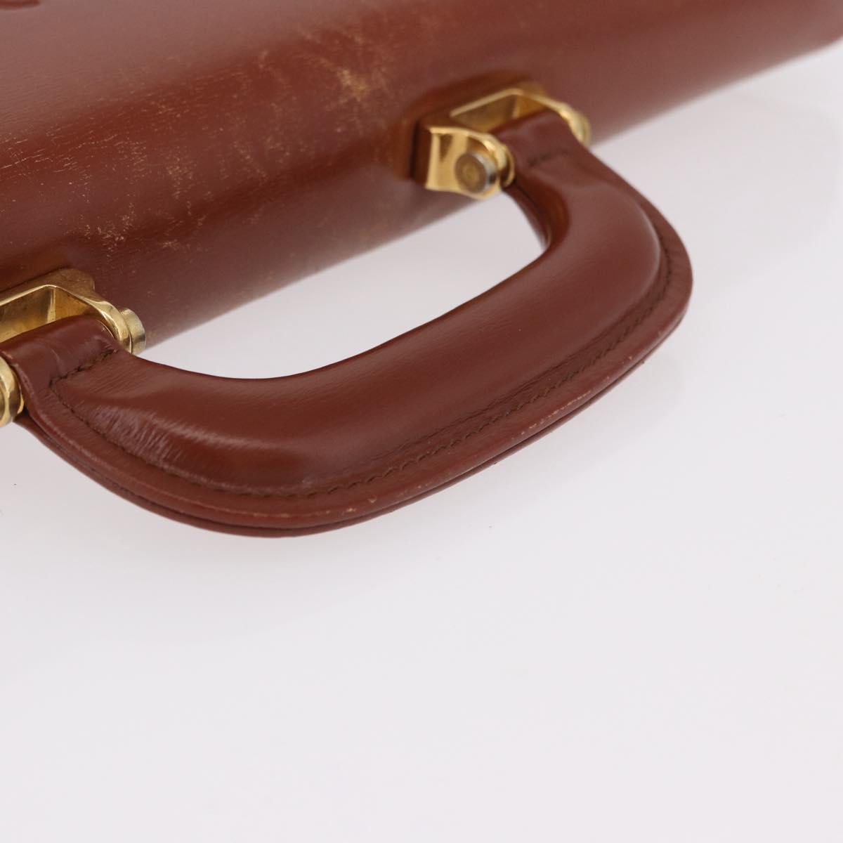 LOEWE Business Bag Leather Brown Gold Auth bs36070