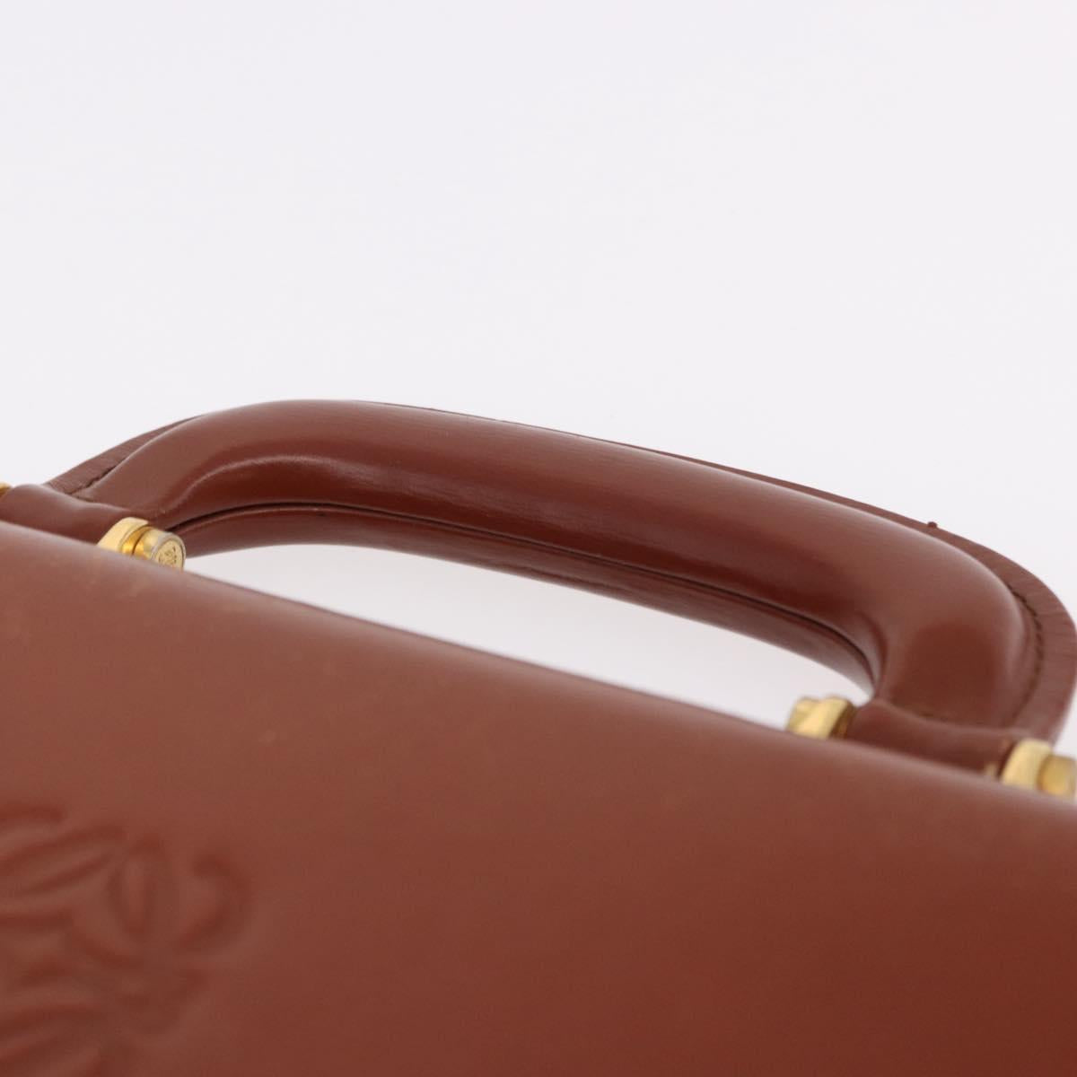 LOEWE Business Bag Leather Brown Gold Auth bs36070