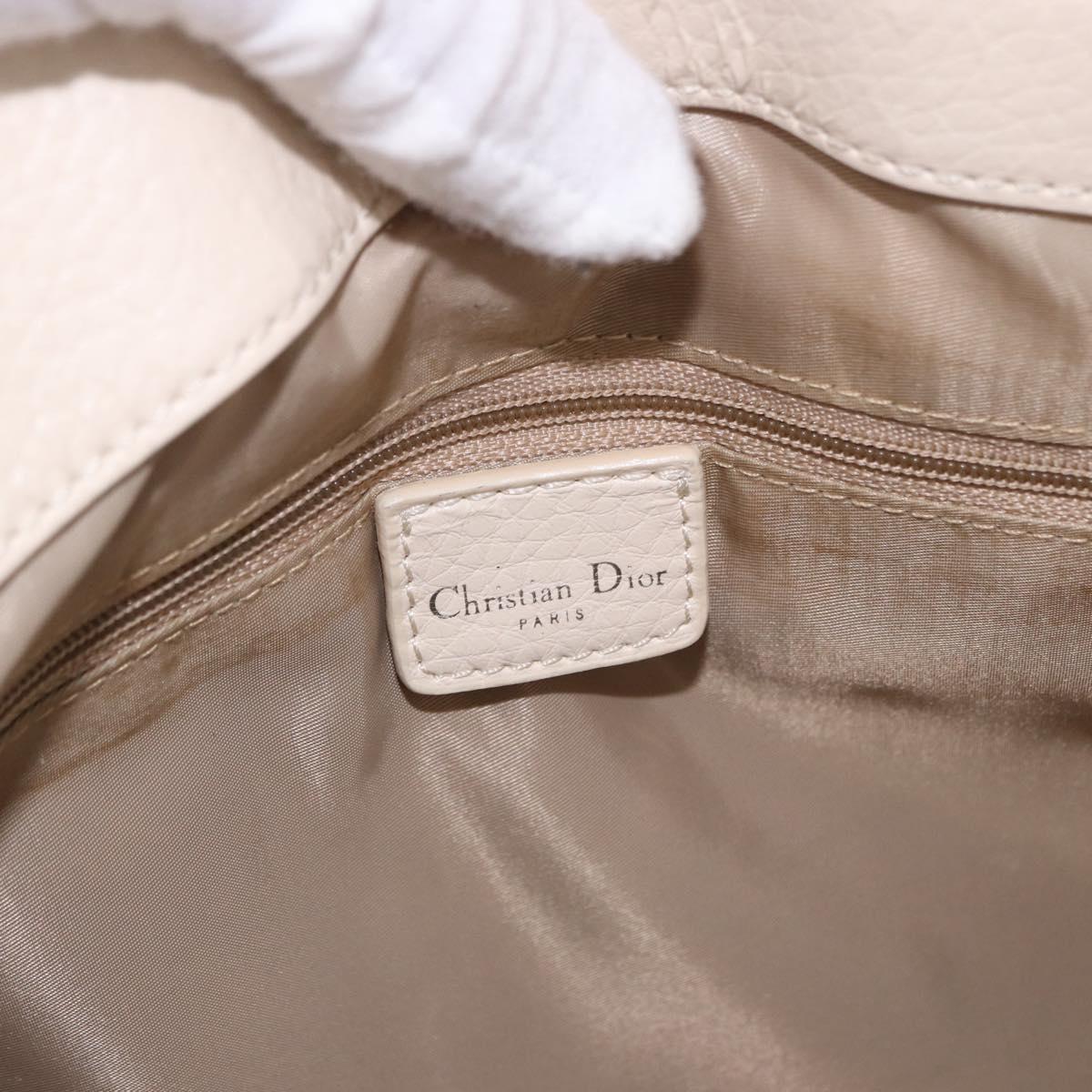 Christian Dior Trotter Canvas Hand Bag Beige Silver Auth bs36071