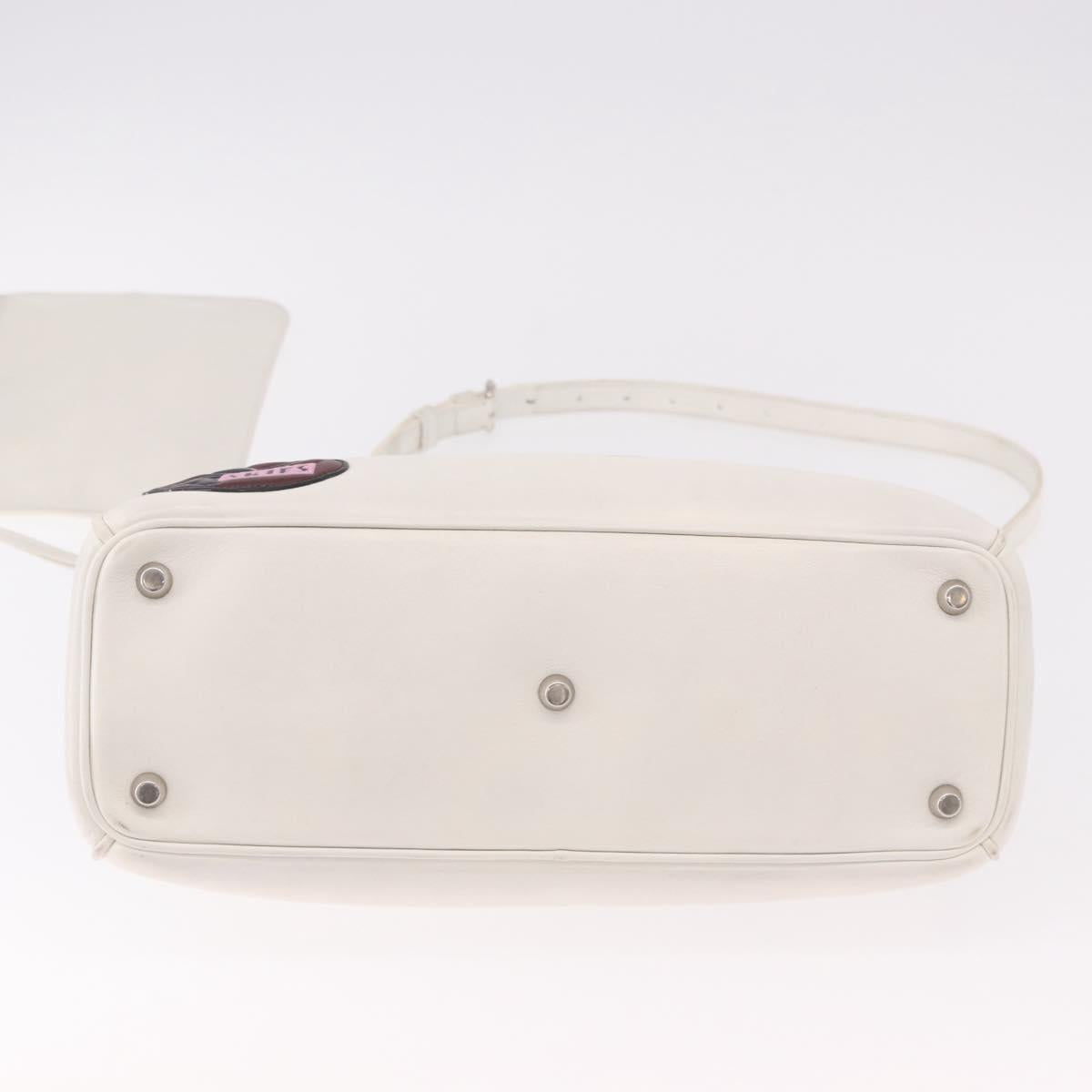 Christian Dior Hand Bag Leather 2way White Silver Auth bs36072V