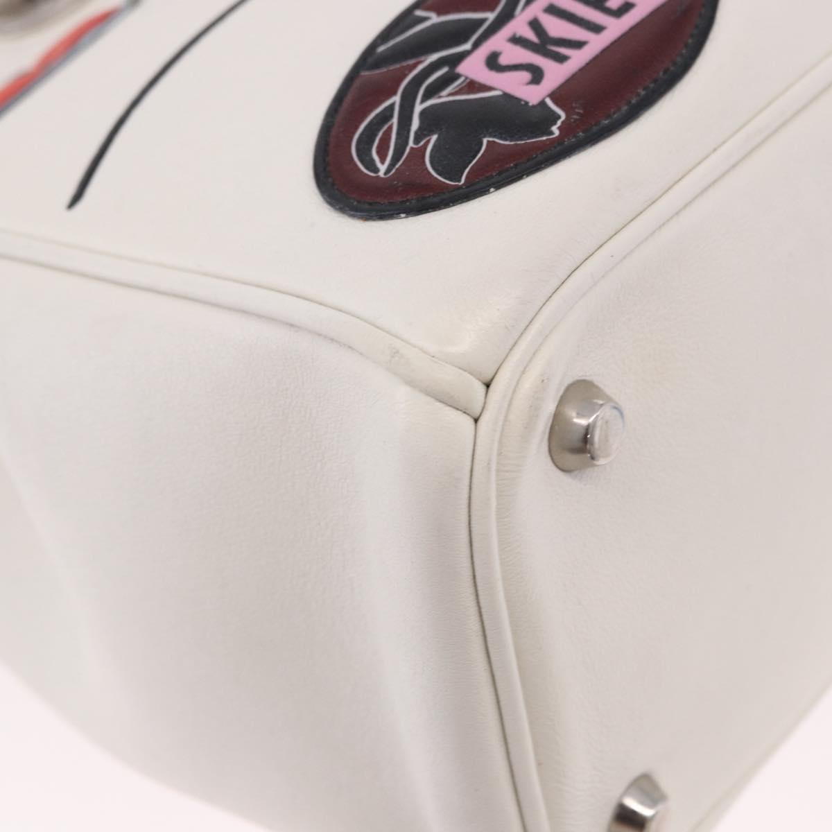 Christian Dior Hand Bag Leather 2way White Silver Auth bs36072V