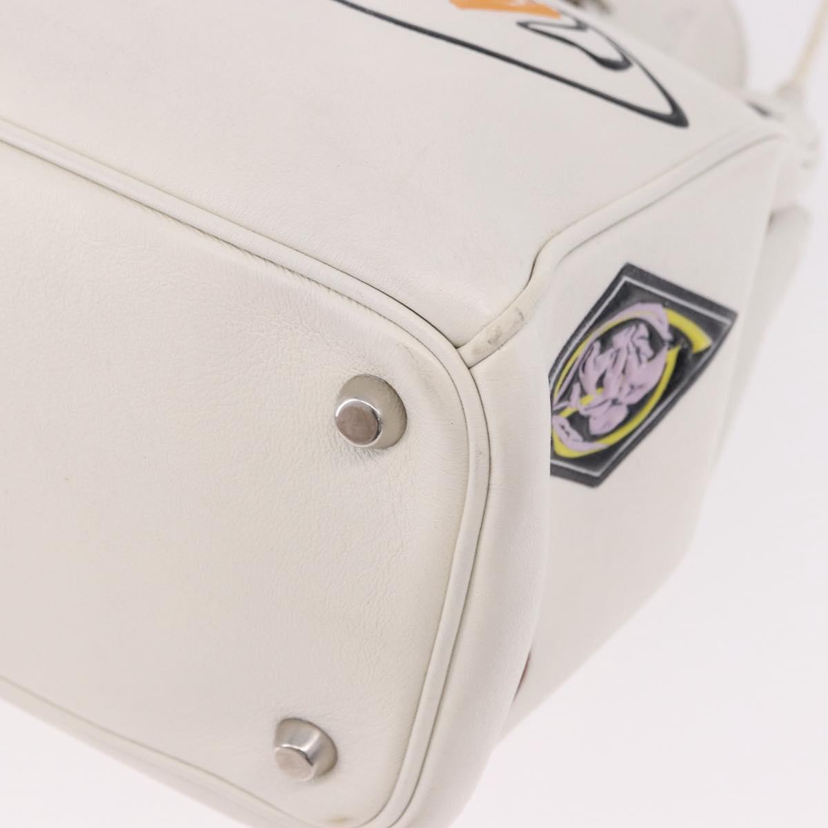 Christian Dior Hand Bag Leather 2way White Silver Auth bs36072V
