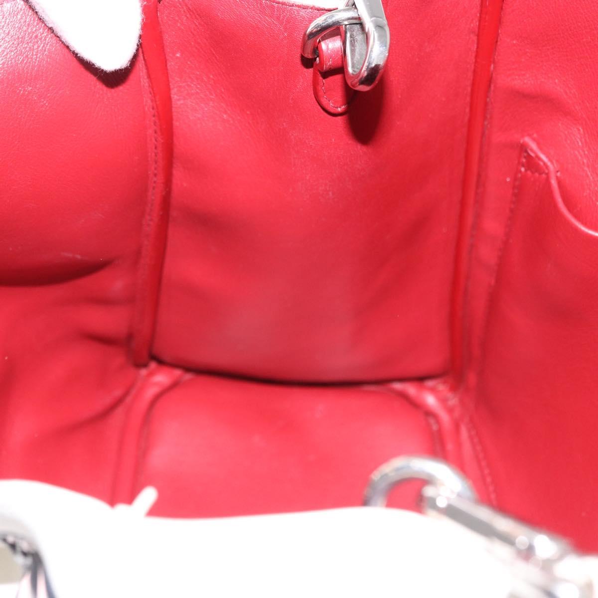 Christian Dior Hand Bag Leather 2way White Silver Auth bs36072V