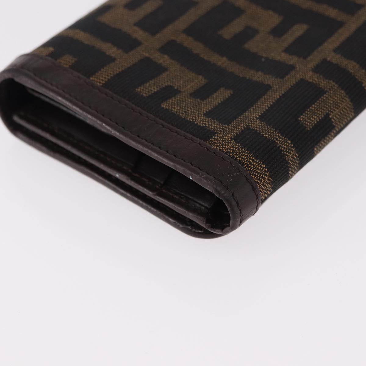 FENDI Zucca Canvas Wallet Black Brown Auth bs36073