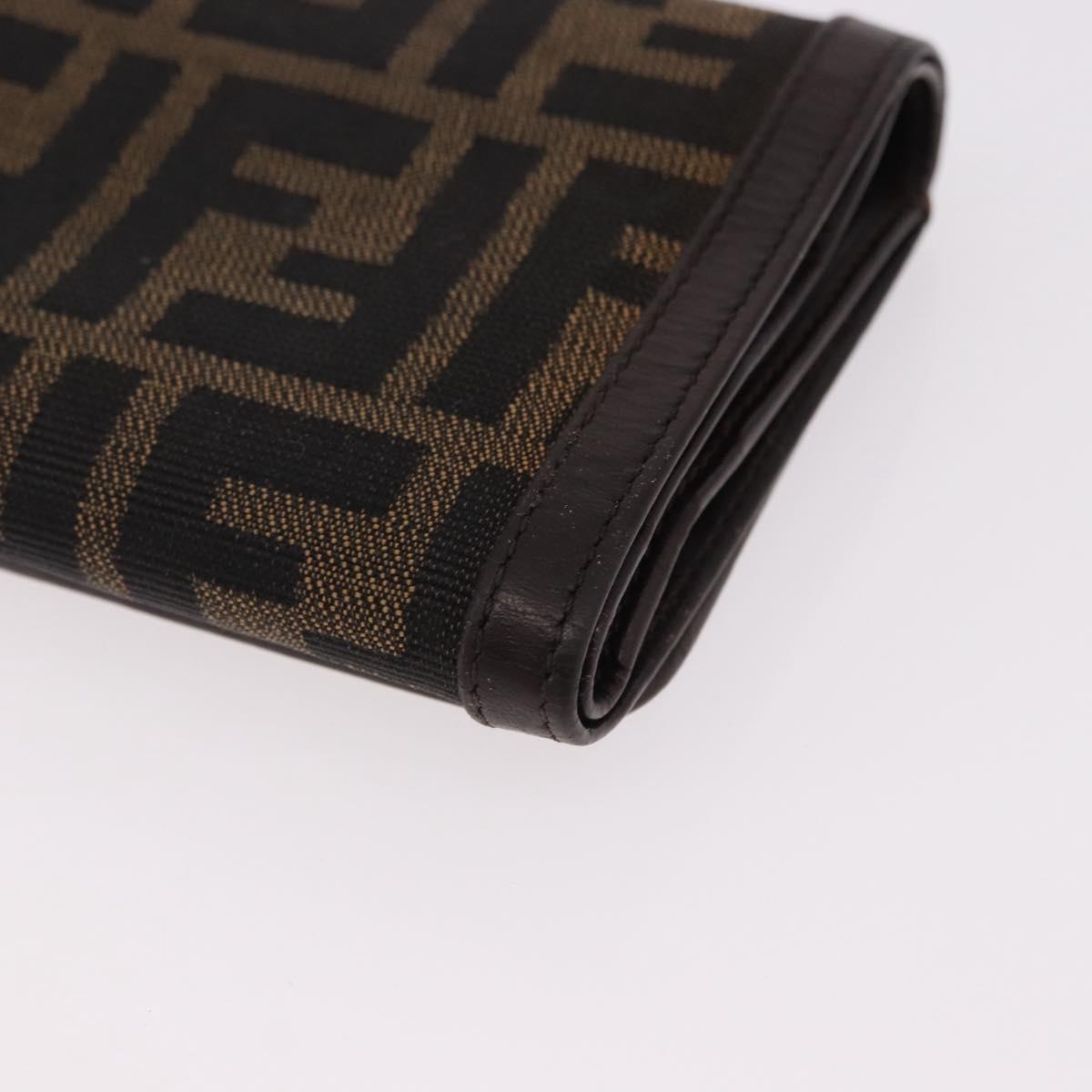 FENDI Zucca Canvas Wallet Black Brown Auth bs36073
