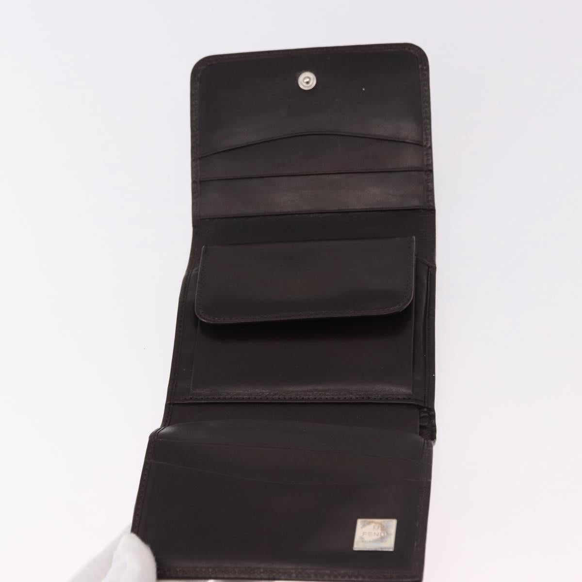 FENDI Zucca Canvas Wallet Black Brown Auth bs36073