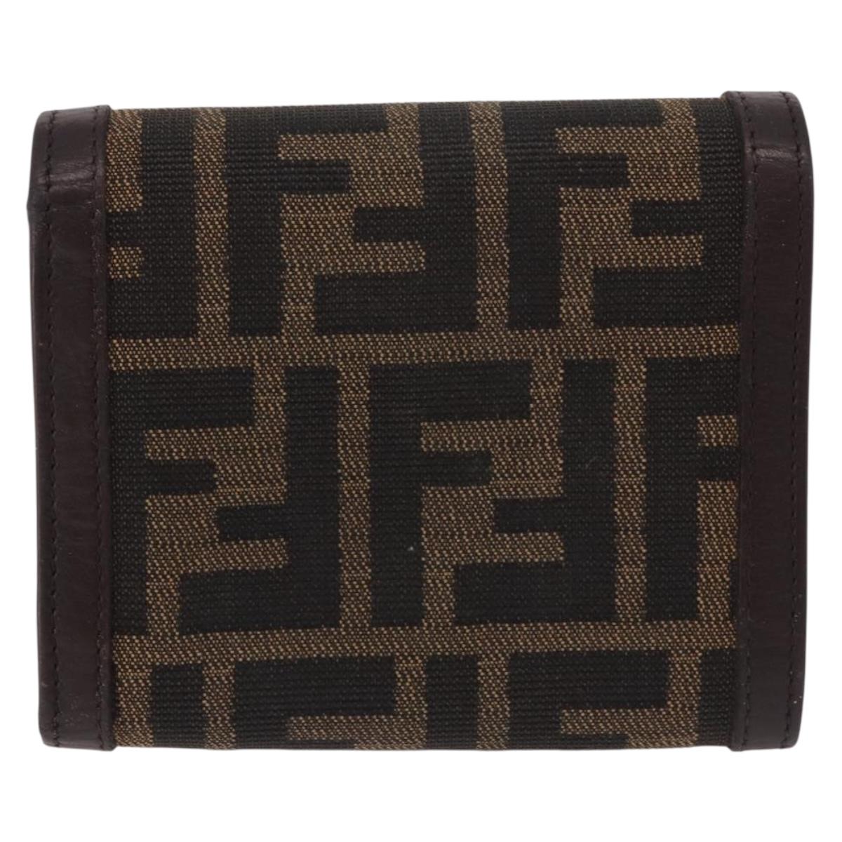FENDI Zucca Canvas Wallet Black Brown Auth bs36073