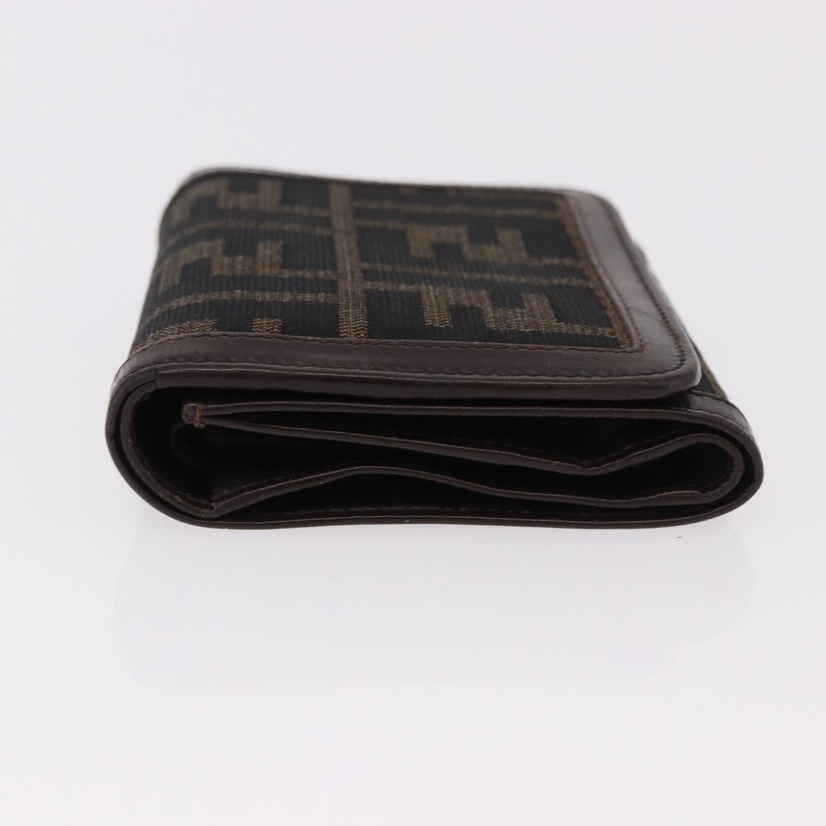 FENDI Zucca Canvas Wallet Black Brown Auth bs36073