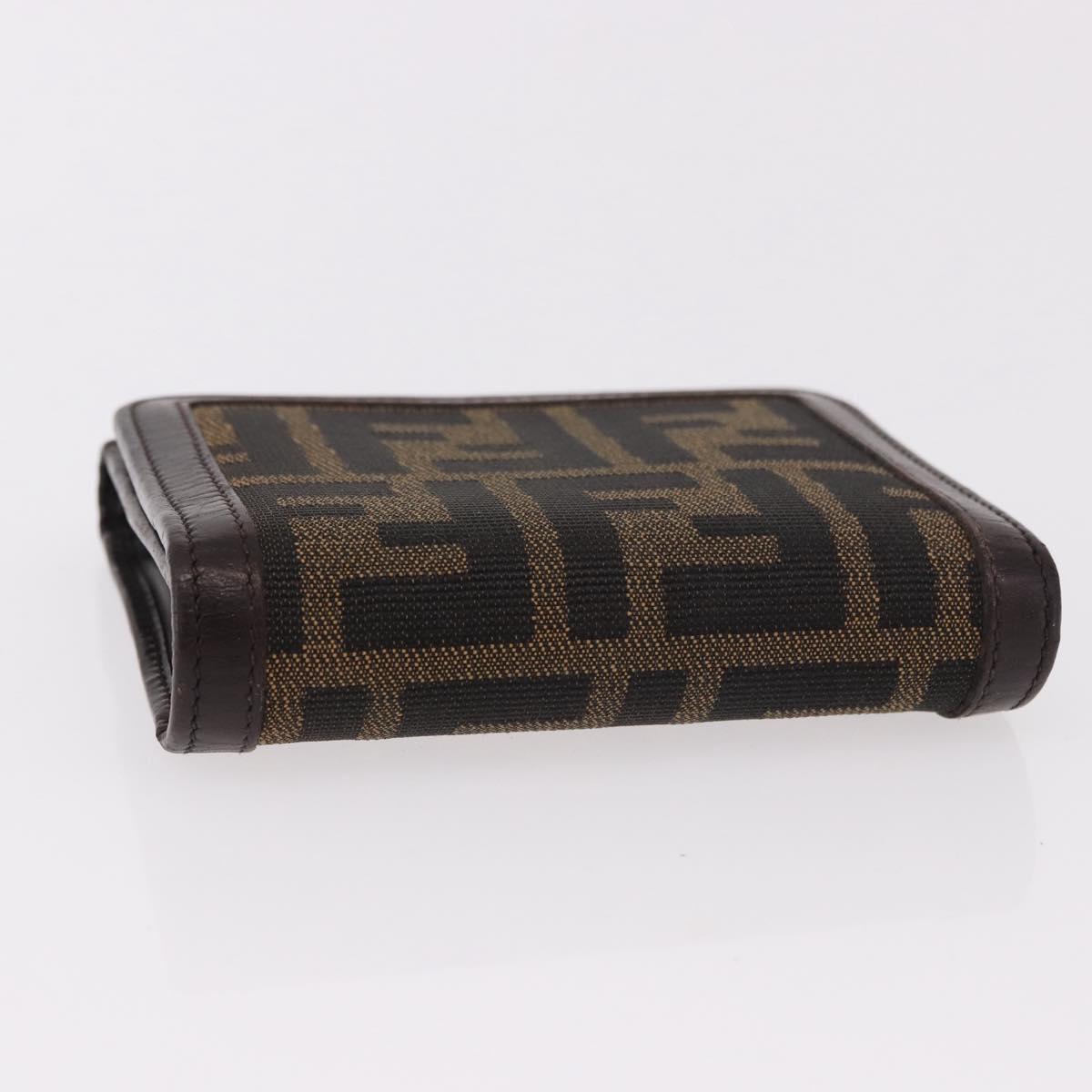 FENDI Zucca Canvas Wallet Black Brown Auth bs36073