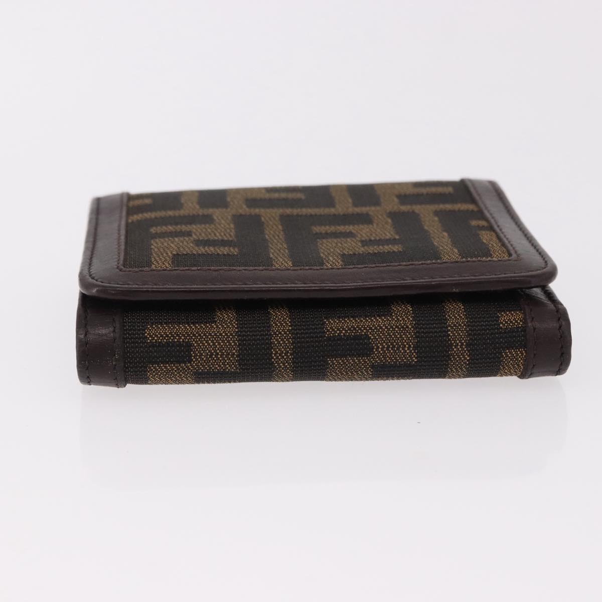 FENDI Zucca Canvas Wallet Black Brown Auth bs36073