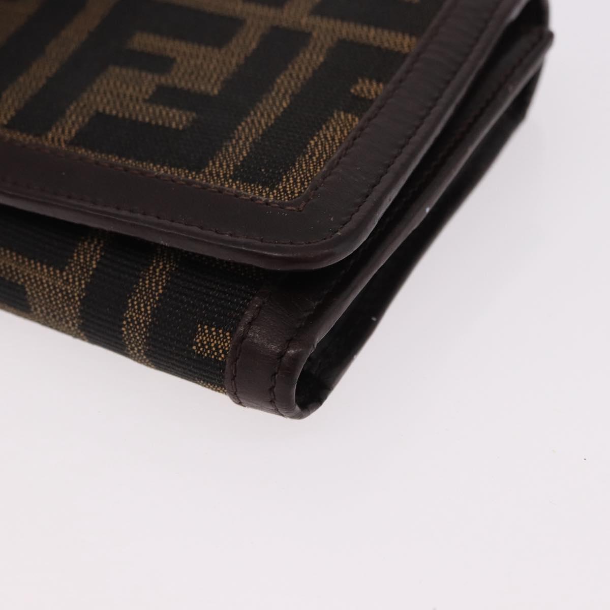 FENDI Zucca Canvas Wallet Black Brown Auth bs36073