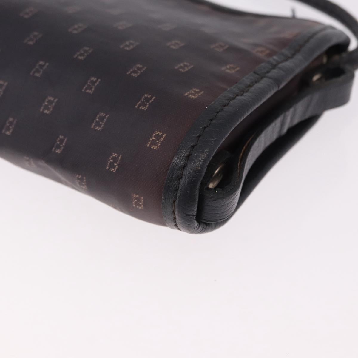 FENDI Shoulder Bag PVC Canvas Black Auth bs36074