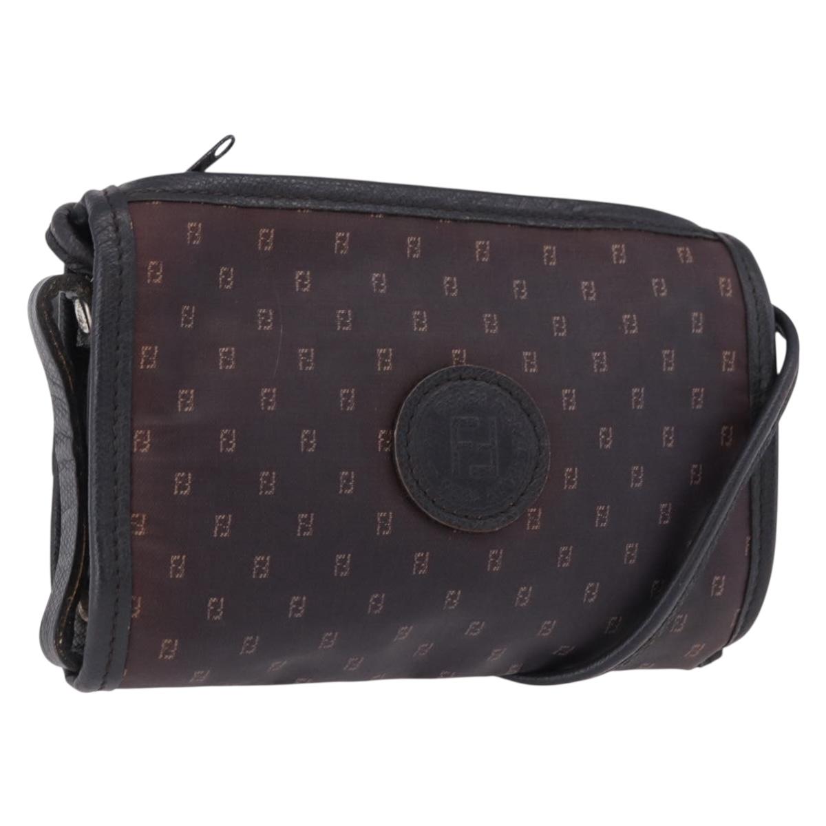 FENDI Shoulder Bag PVC Canvas Black Auth bs36074
