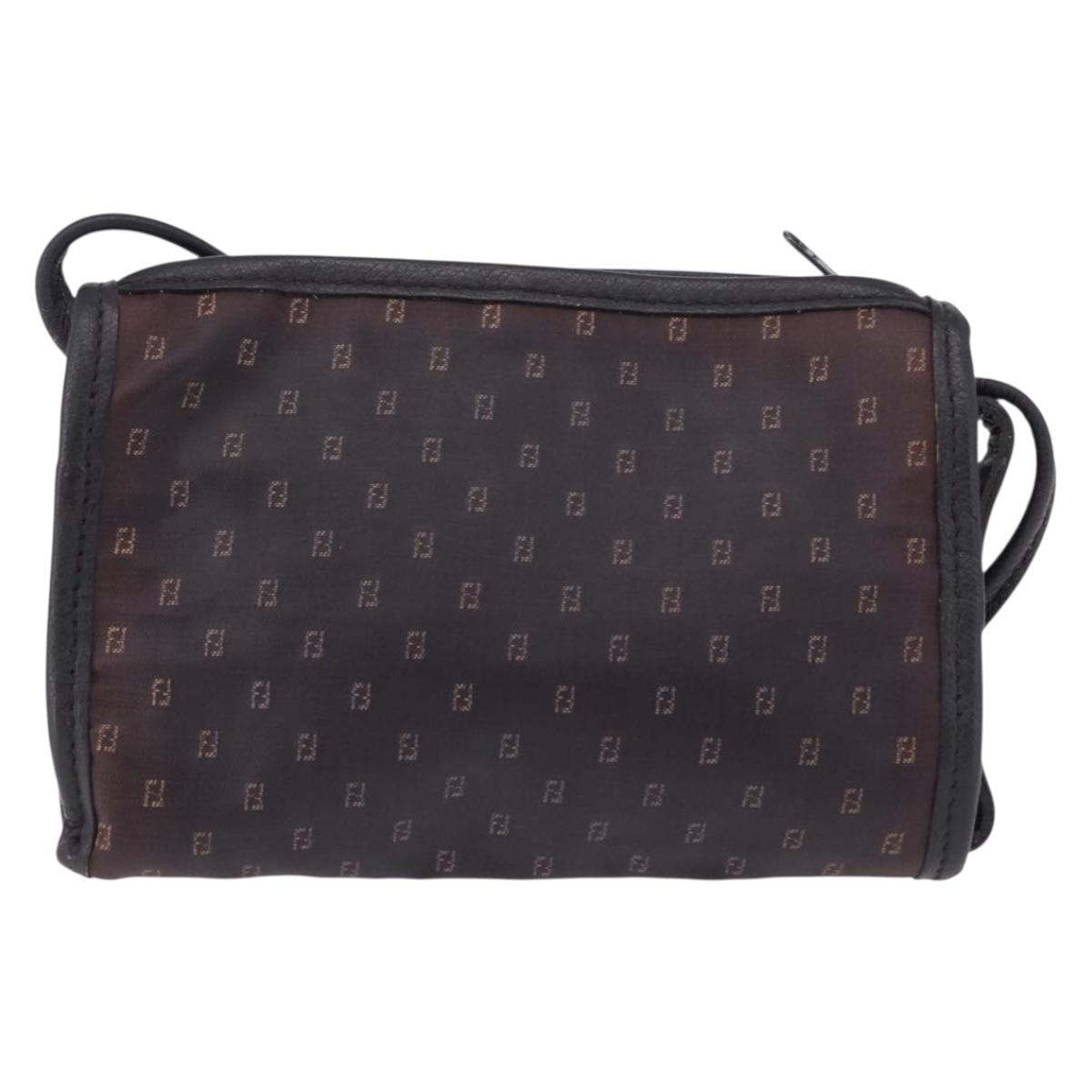 FENDI Shoulder Bag PVC Canvas Black Auth bs36074