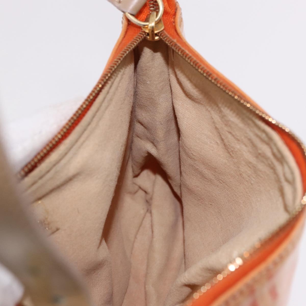 FENDI Zucchino Canvas Hand Pouch Coated Canvas Pink Gold Auth bs36075
