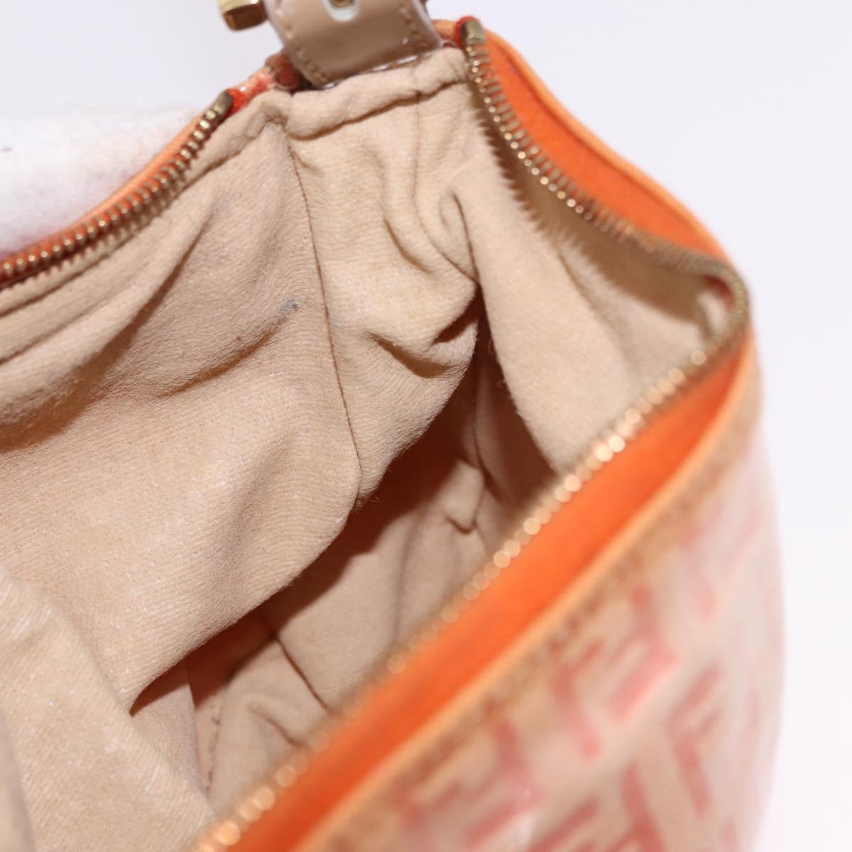 FENDI Zucchino Canvas Hand Pouch Coated Canvas Pink Gold Auth bs36075