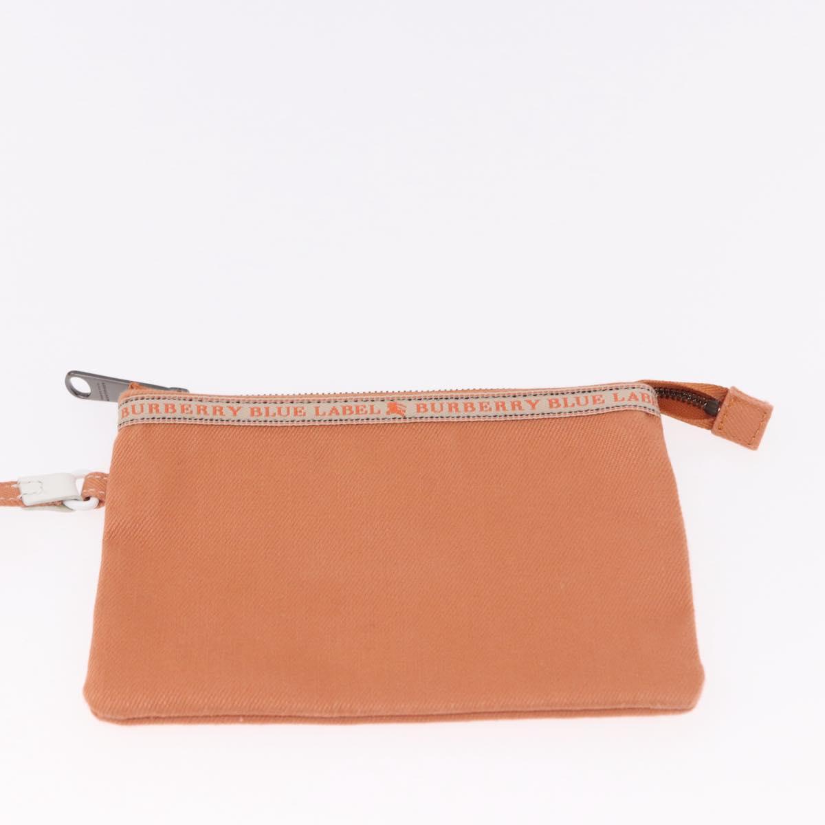 BURBERRY Blue Label Hand Bag Canvas Orange Silver Auth bs36076A