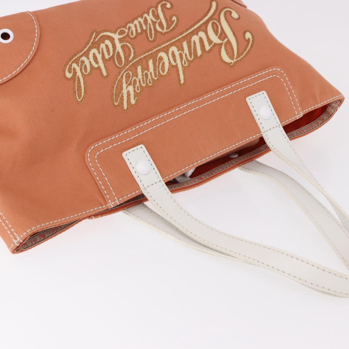 BURBERRY Blue Label Hand Bag Canvas Orange Silver Auth bs36076A