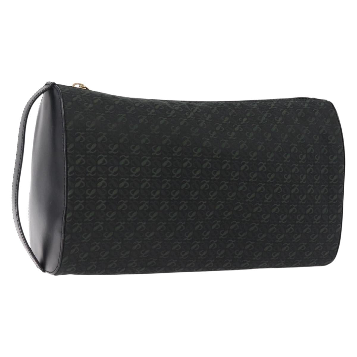 LOEWE Anagram Clutch Bag Canvas Black Gold Auth bs36077V