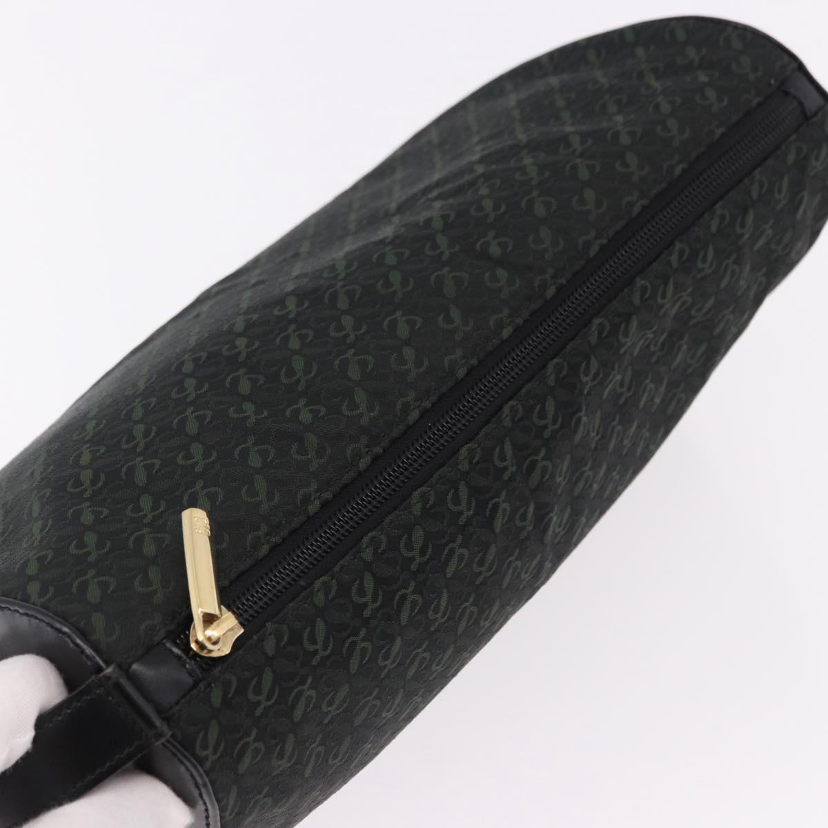 LOEWE Anagram Clutch Bag Canvas Black Gold Auth bs36077V