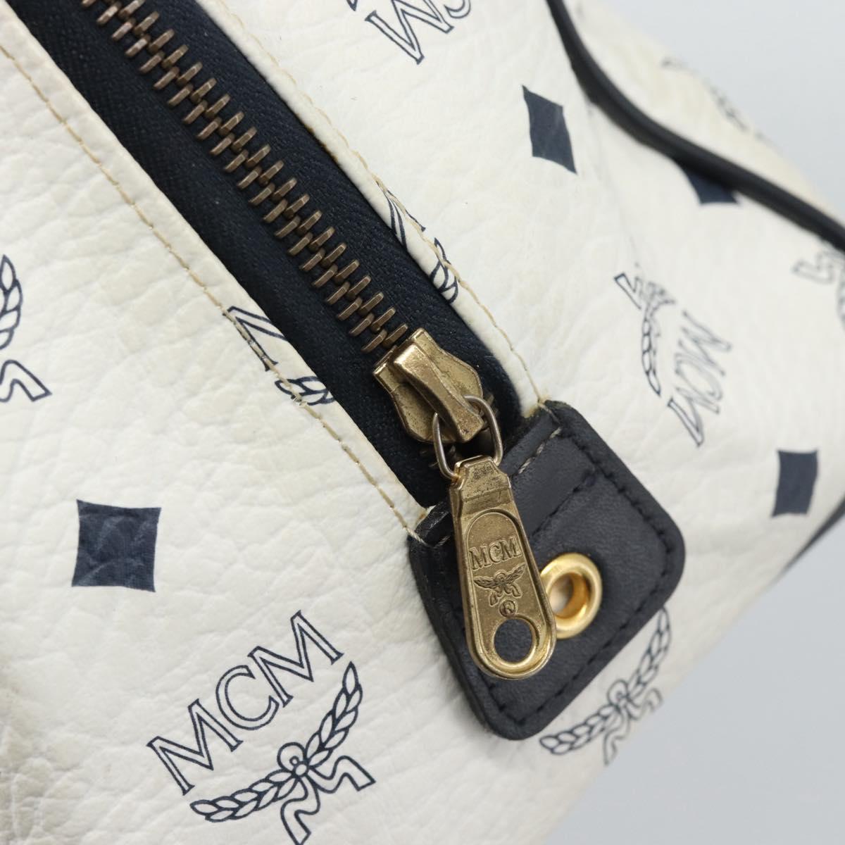MCM Vicetos Logogram Hand Bag PVC Leather White Gold Auth bs36079