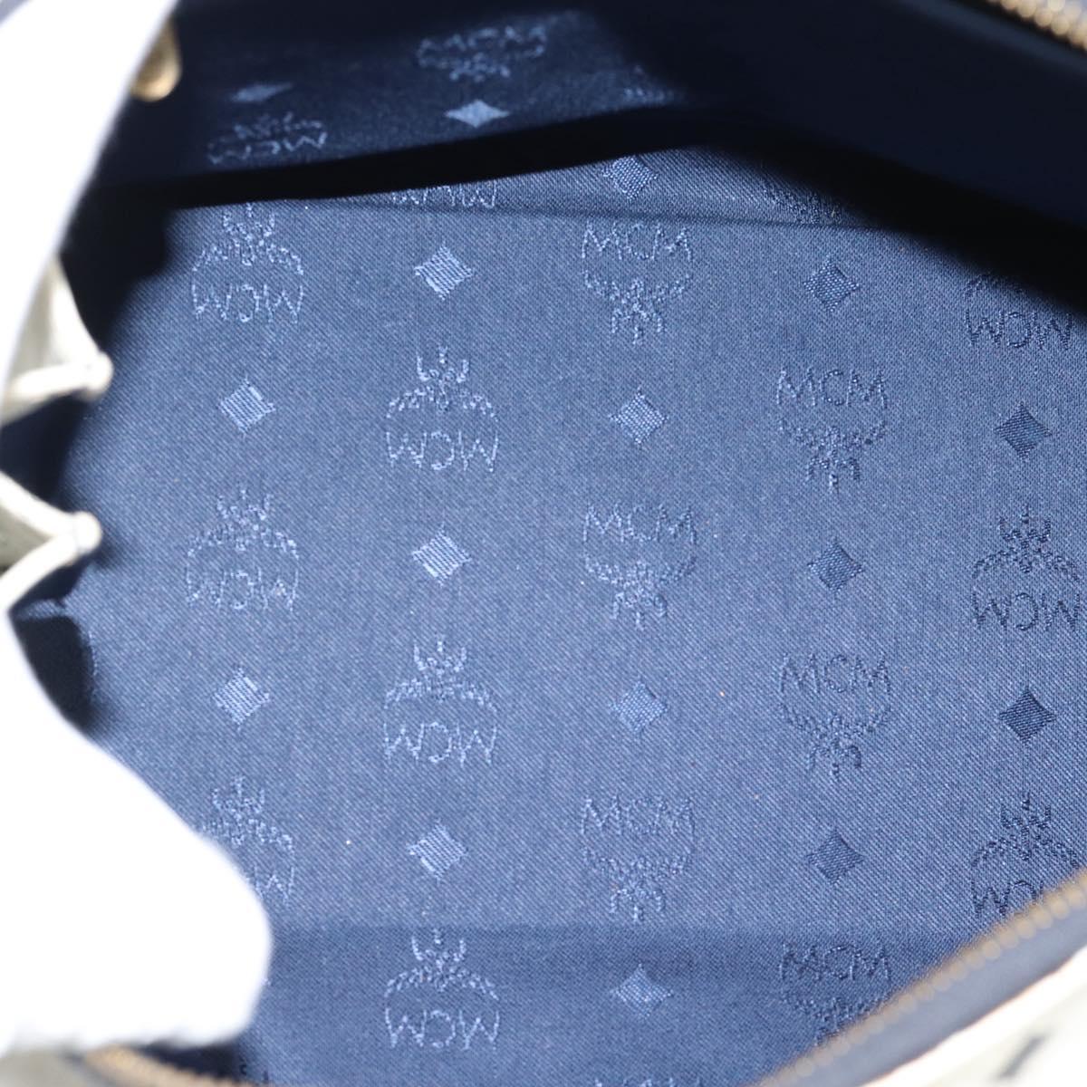 MCM Vicetos Logogram Hand Bag PVC Leather White Gold Auth bs36079