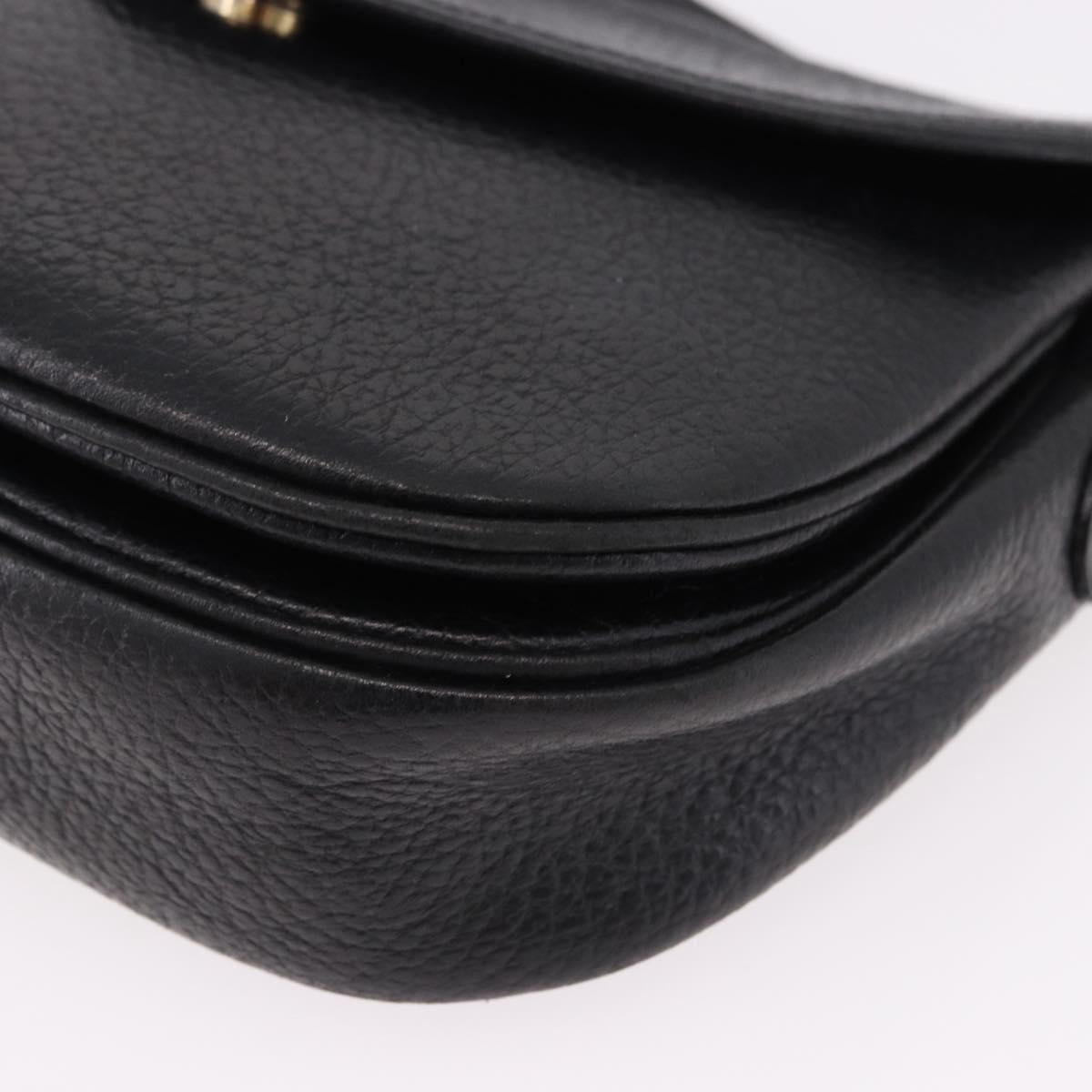 SAINT LAURENT Shoulder Bag Leather Black Gold Auth bs36080