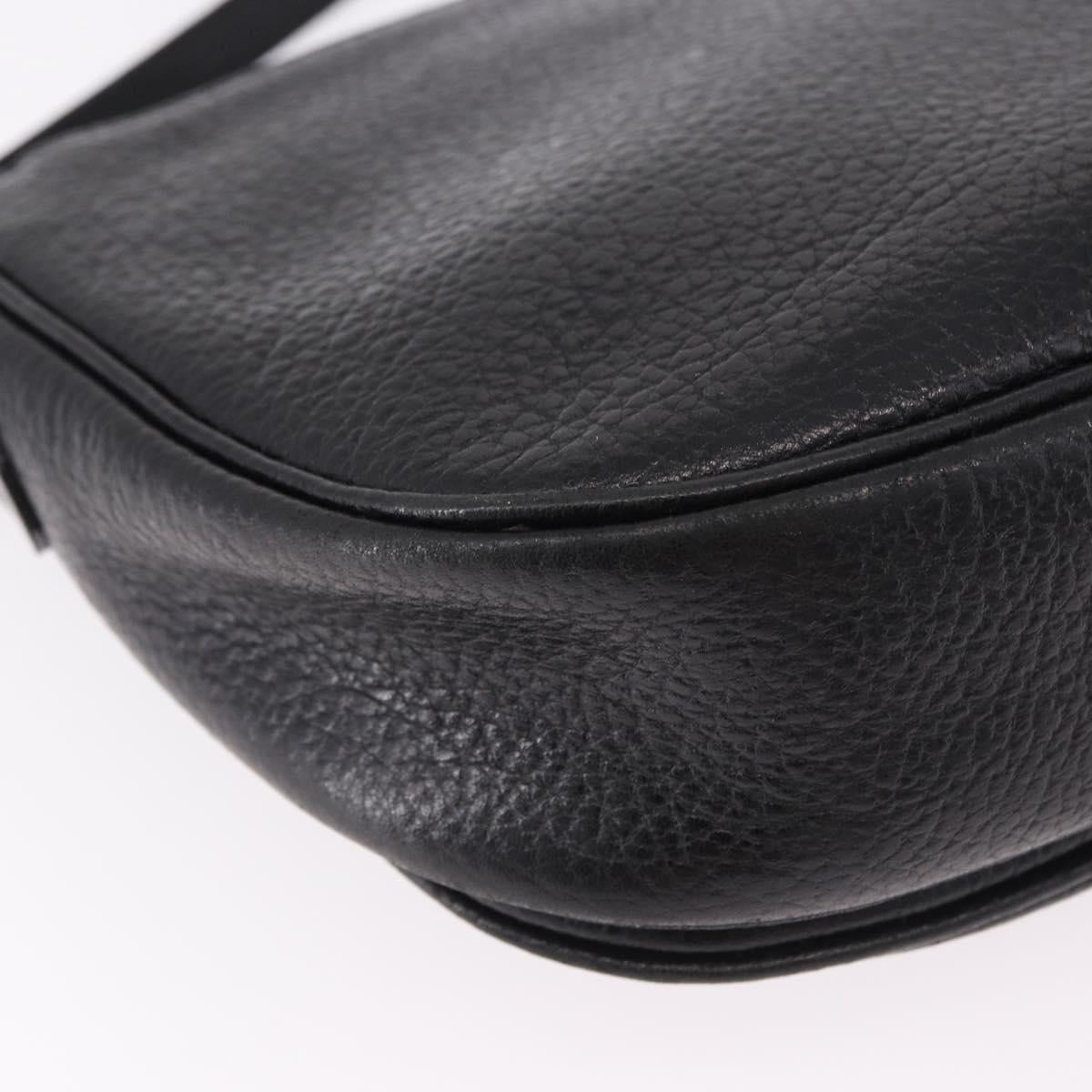 SAINT LAURENT Shoulder Bag Leather Black Gold Auth bs36080