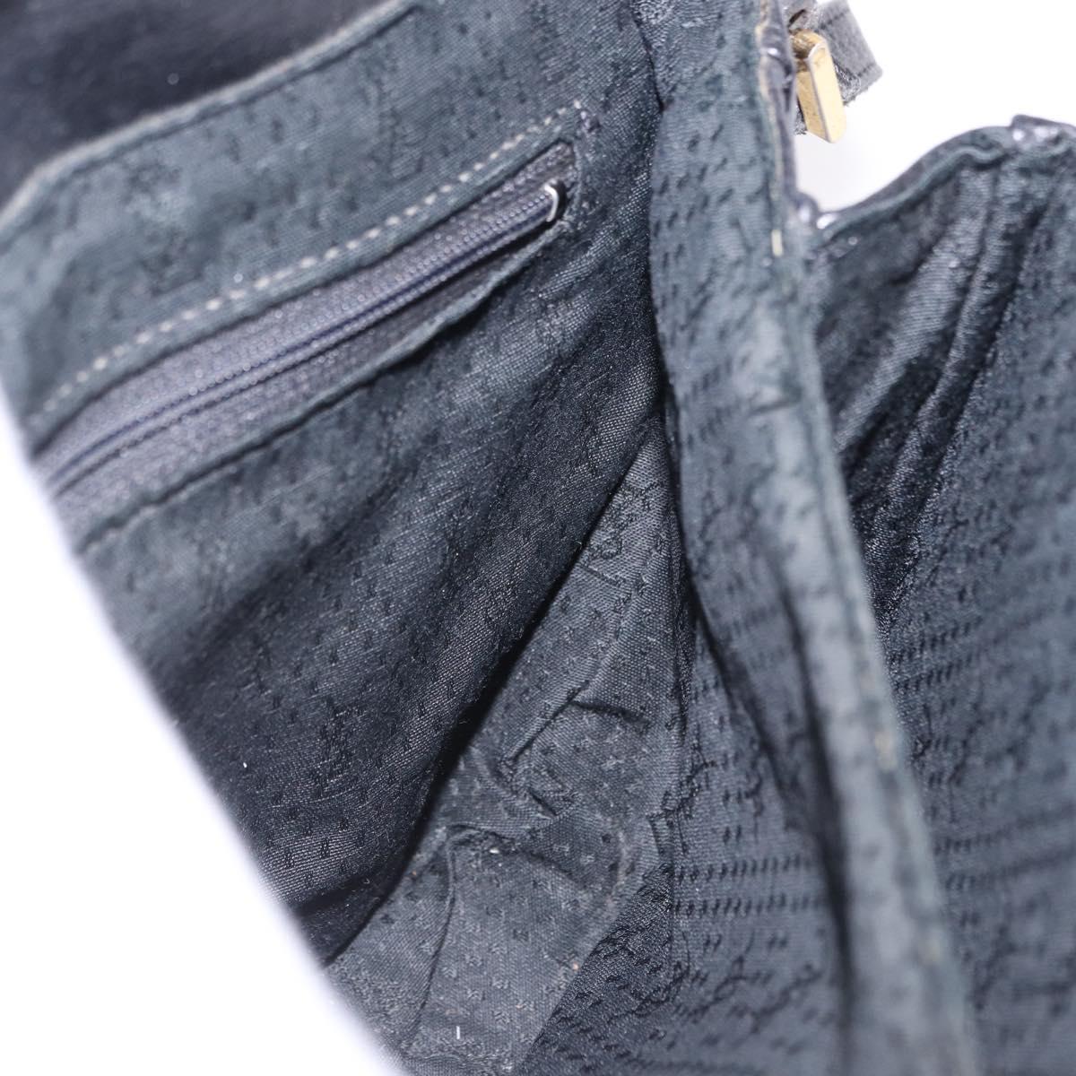 SAINT LAURENT Shoulder Bag Leather Black Gold Auth bs36080