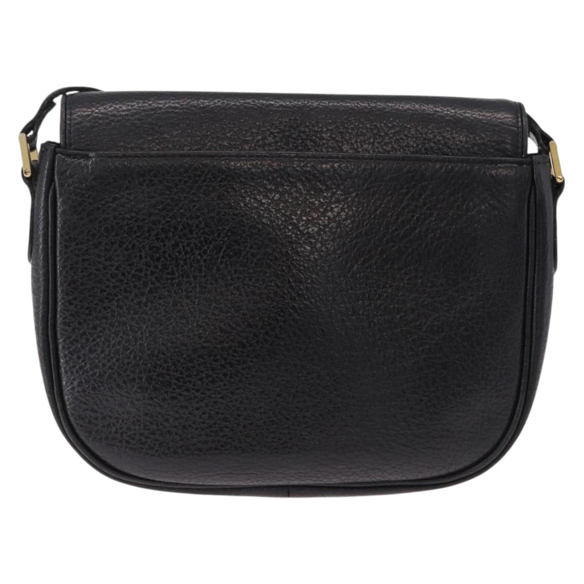 SAINT LAURENT Shoulder Bag Leather Black Gold Auth bs36080