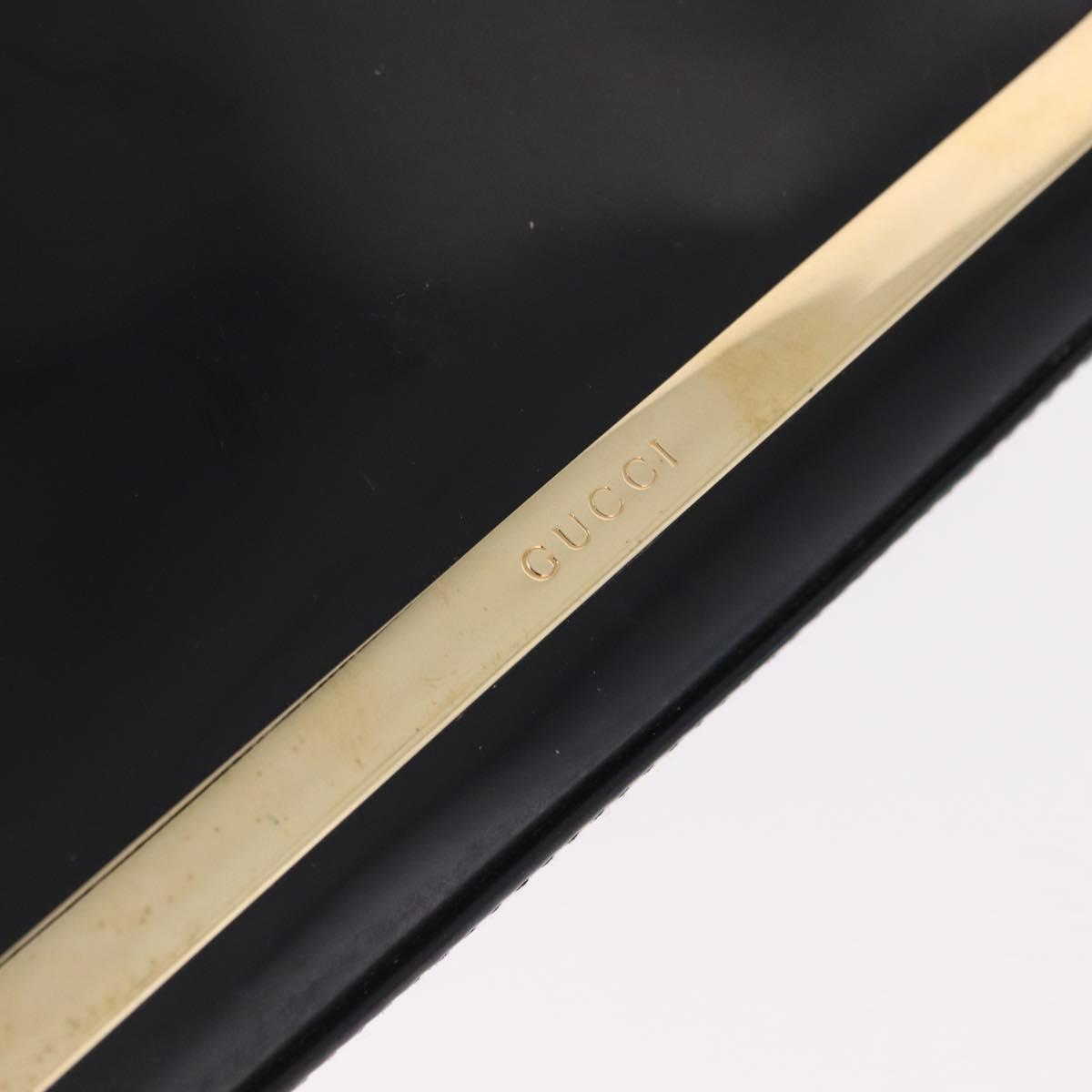 GUCCI Shoulder Bag Patent Leather Black Gold 007 2113 0278 Auth bs36081