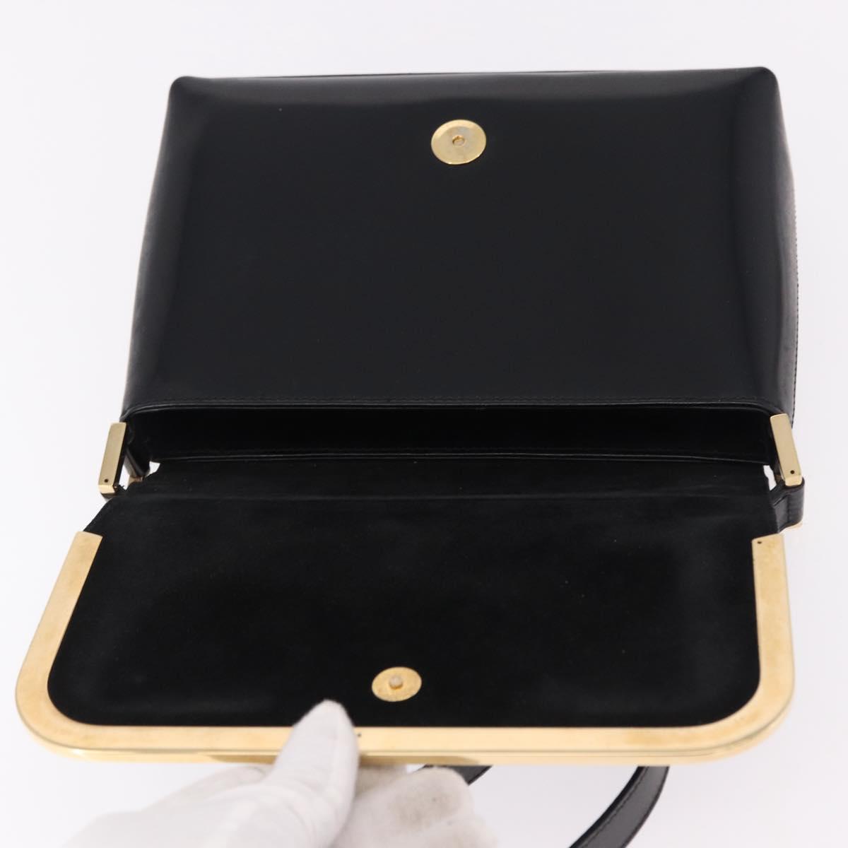 GUCCI Shoulder Bag Patent Leather Black Gold 007 2113 0278 Auth bs36081