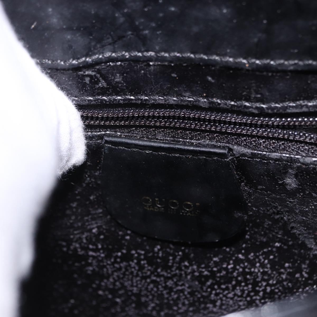 GUCCI Shoulder Bag Patent Leather Black Gold 007 2113 0278 Auth bs36081