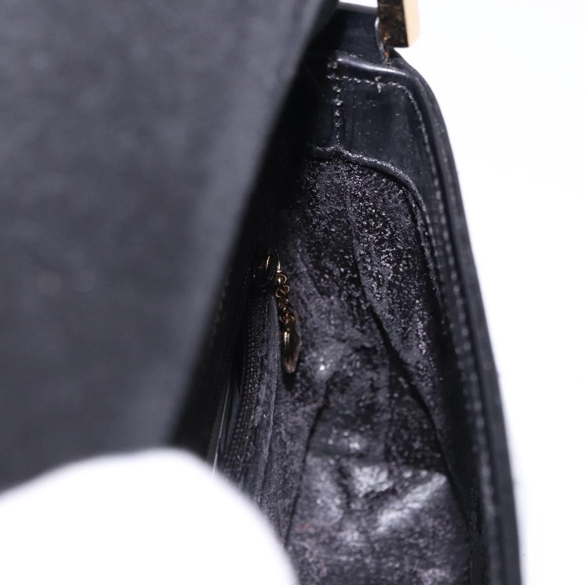 GUCCI Shoulder Bag Patent Leather Black Gold 007 2113 0278 Auth bs36081