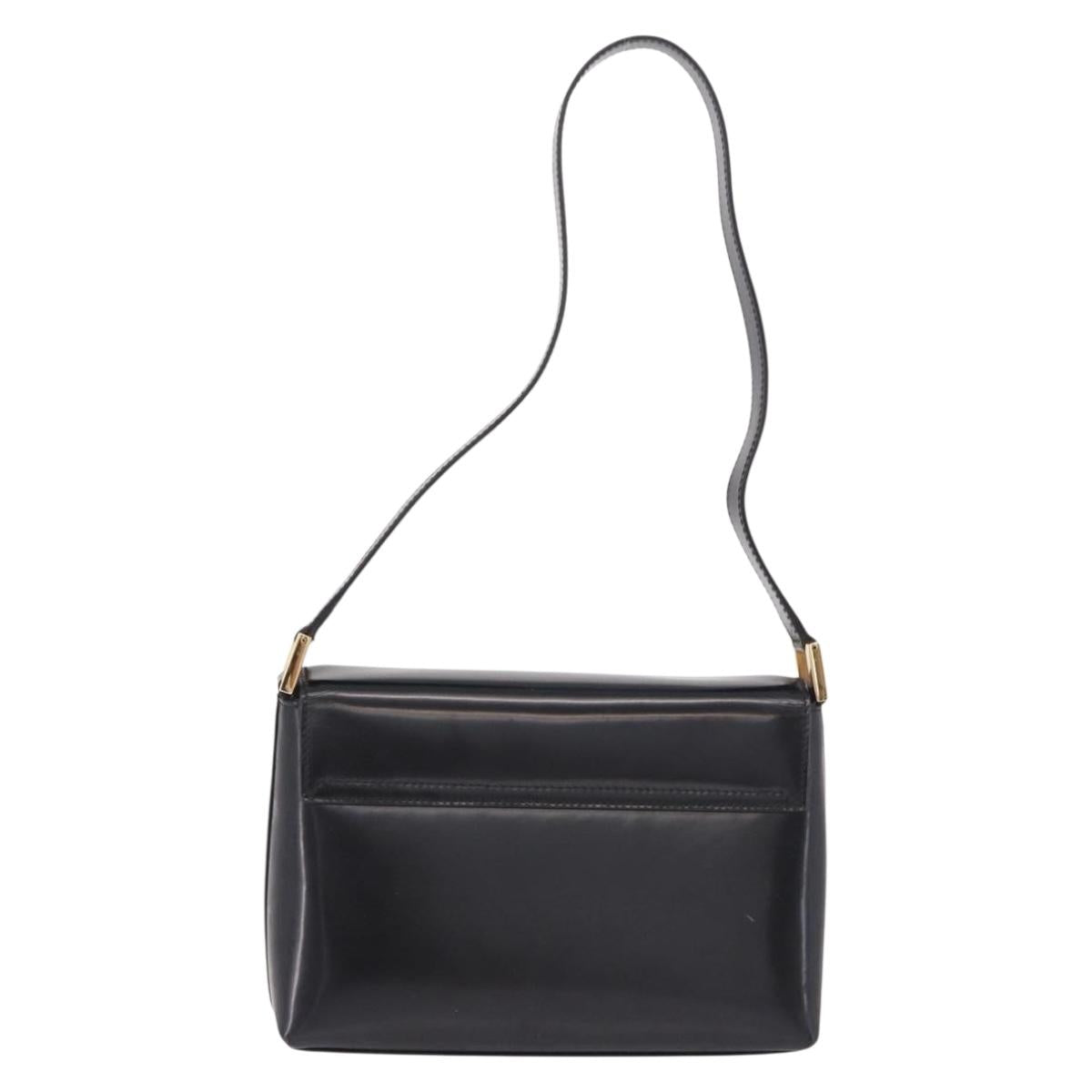 GUCCI Shoulder Bag Patent Leather Black Gold 007 2113 0278 Auth bs36081