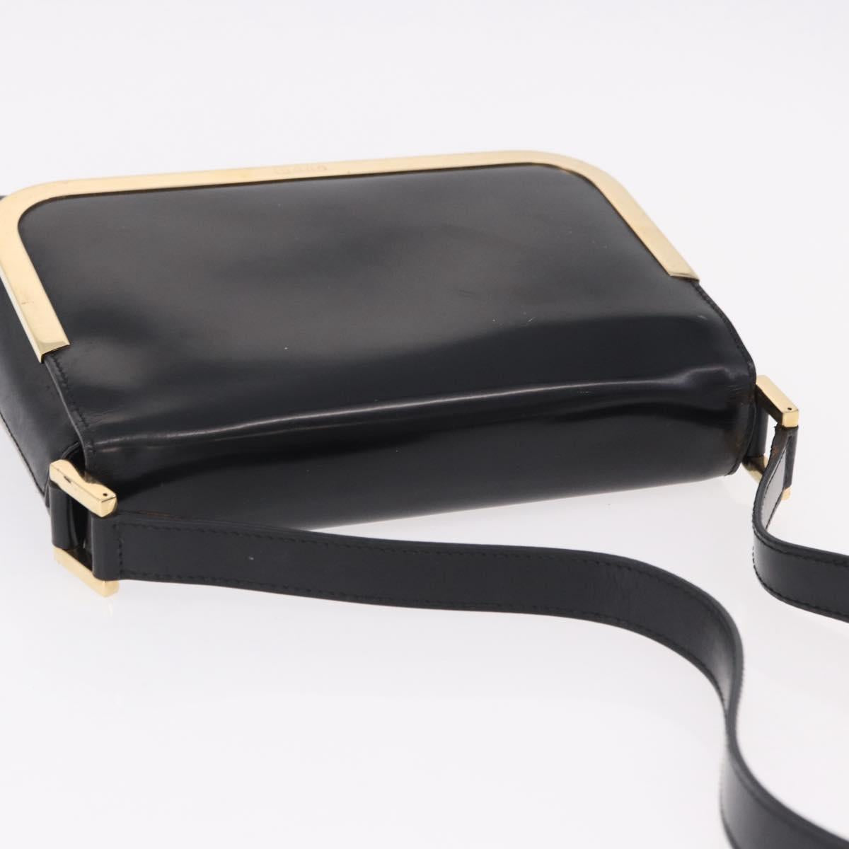 GUCCI Shoulder Bag Patent Leather Black Gold 007 2113 0278 Auth bs36081