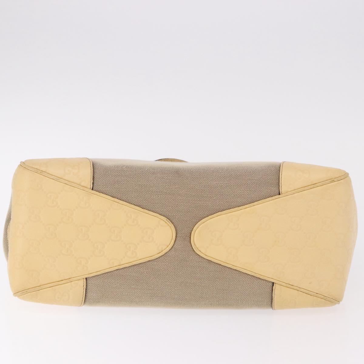 GUCCI GG Canvas Guccissima Hand Bag Leather Beige Gold 257268 Auth bs36083A