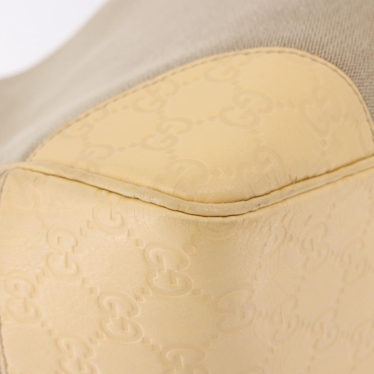 GUCCI GG Canvas Guccissima Hand Bag Leather Beige Gold 257268 Auth bs36083A