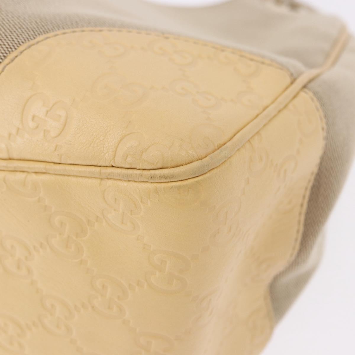 GUCCI GG Canvas Guccissima Hand Bag Leather Beige Gold 257268 Auth bs36083A