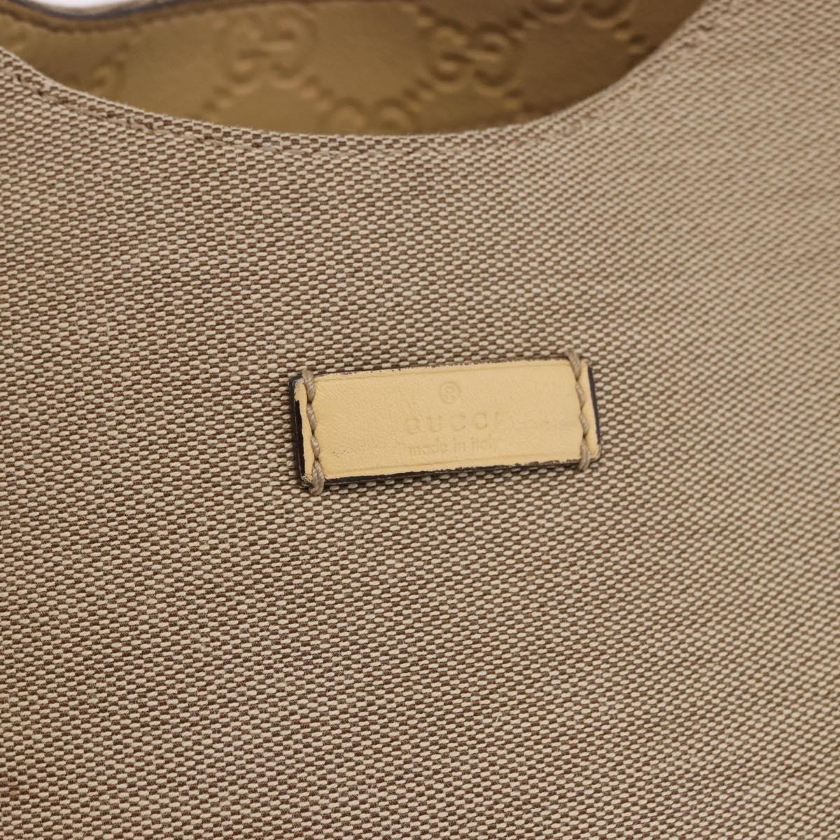GUCCI GG Canvas Guccissima Hand Bag Leather Beige Gold 257268 Auth bs36083A