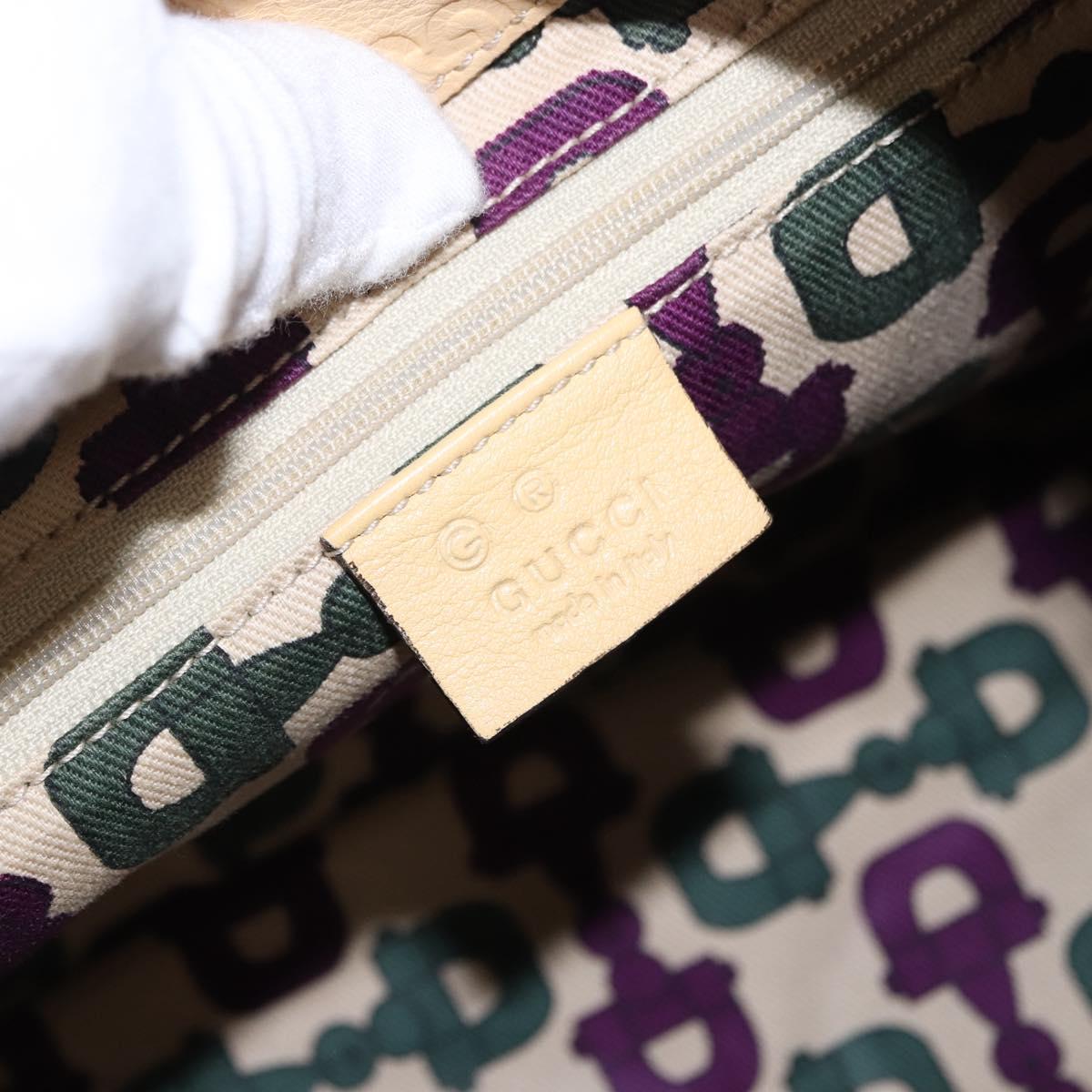 GUCCI GG Canvas Guccissima Hand Bag Leather Beige Gold 257268 Auth bs36083A