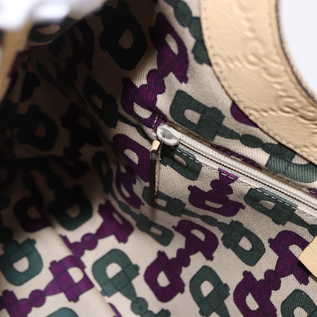 GUCCI GG Canvas Guccissima Hand Bag Leather Beige Gold 257268 Auth bs36083A