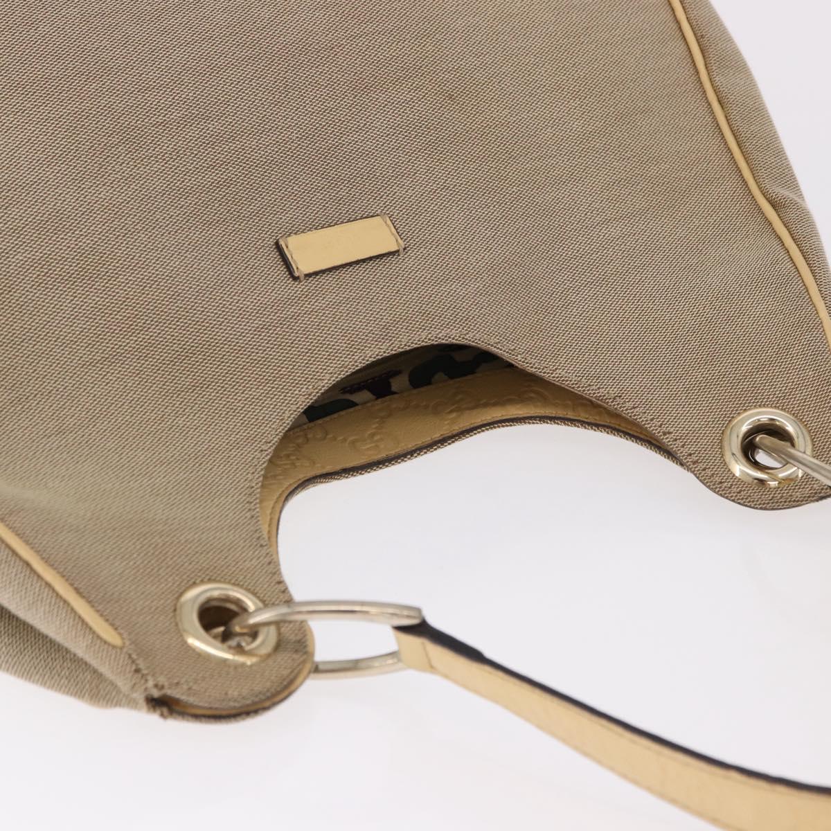 GUCCI GG Canvas Guccissima Hand Bag Leather Beige Gold 257268 Auth bs36083A