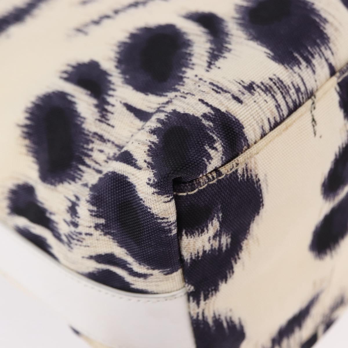 GUCCI Hand Bag Canvas White Silver Auth bs36084