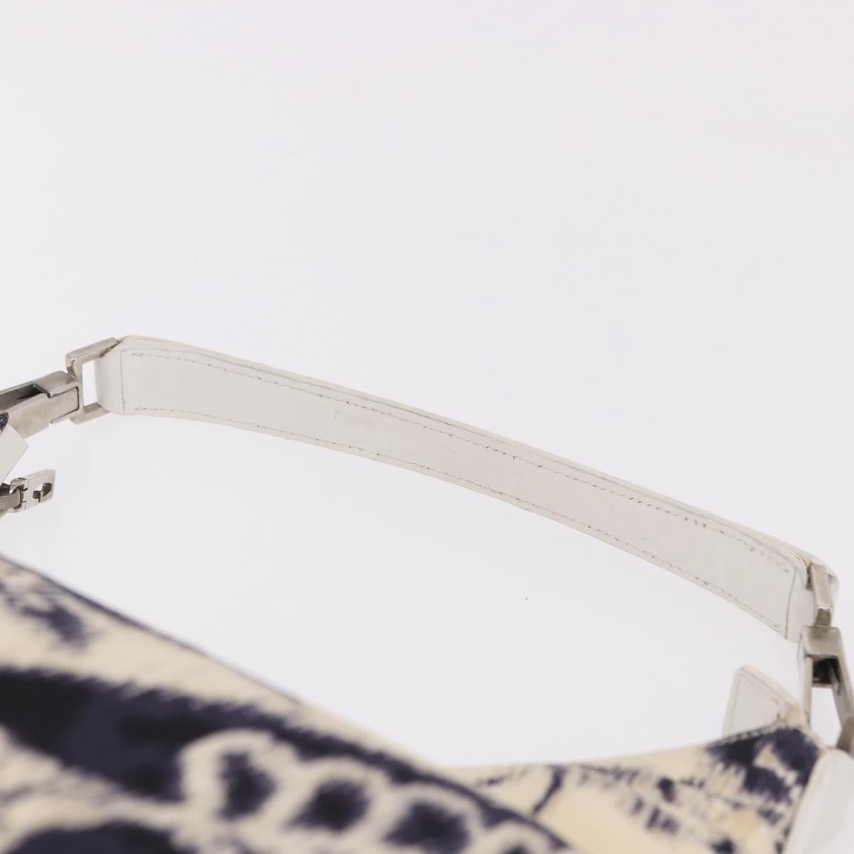 GUCCI Hand Bag Canvas White Silver Auth bs36084