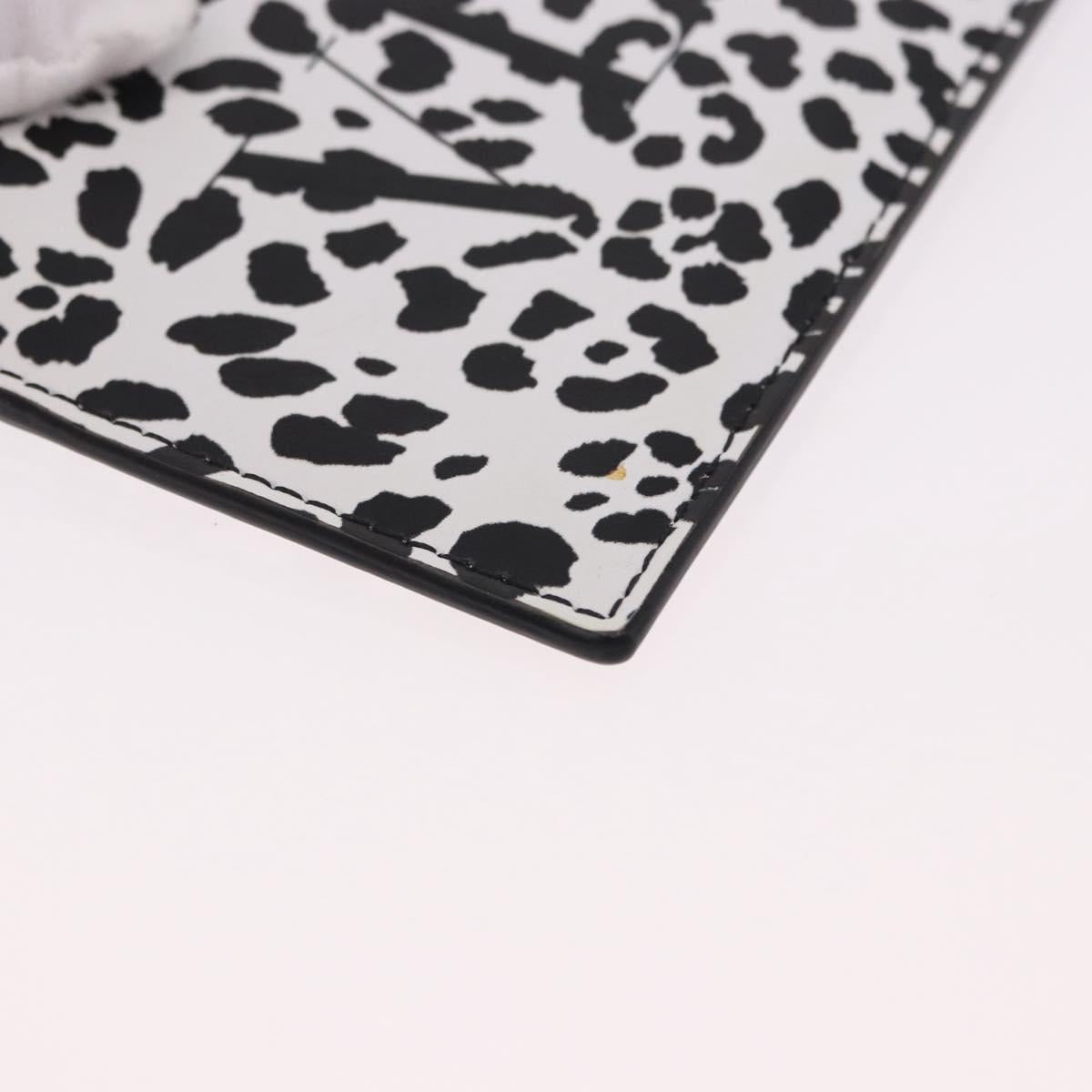 VALENTINO Card Case Leather White Silver Auth bs36085V