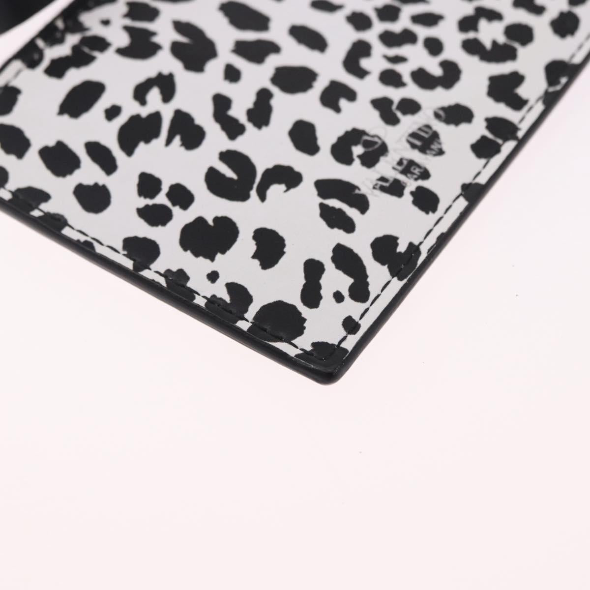 VALENTINO Card Case Leather White Silver Auth bs36085V
