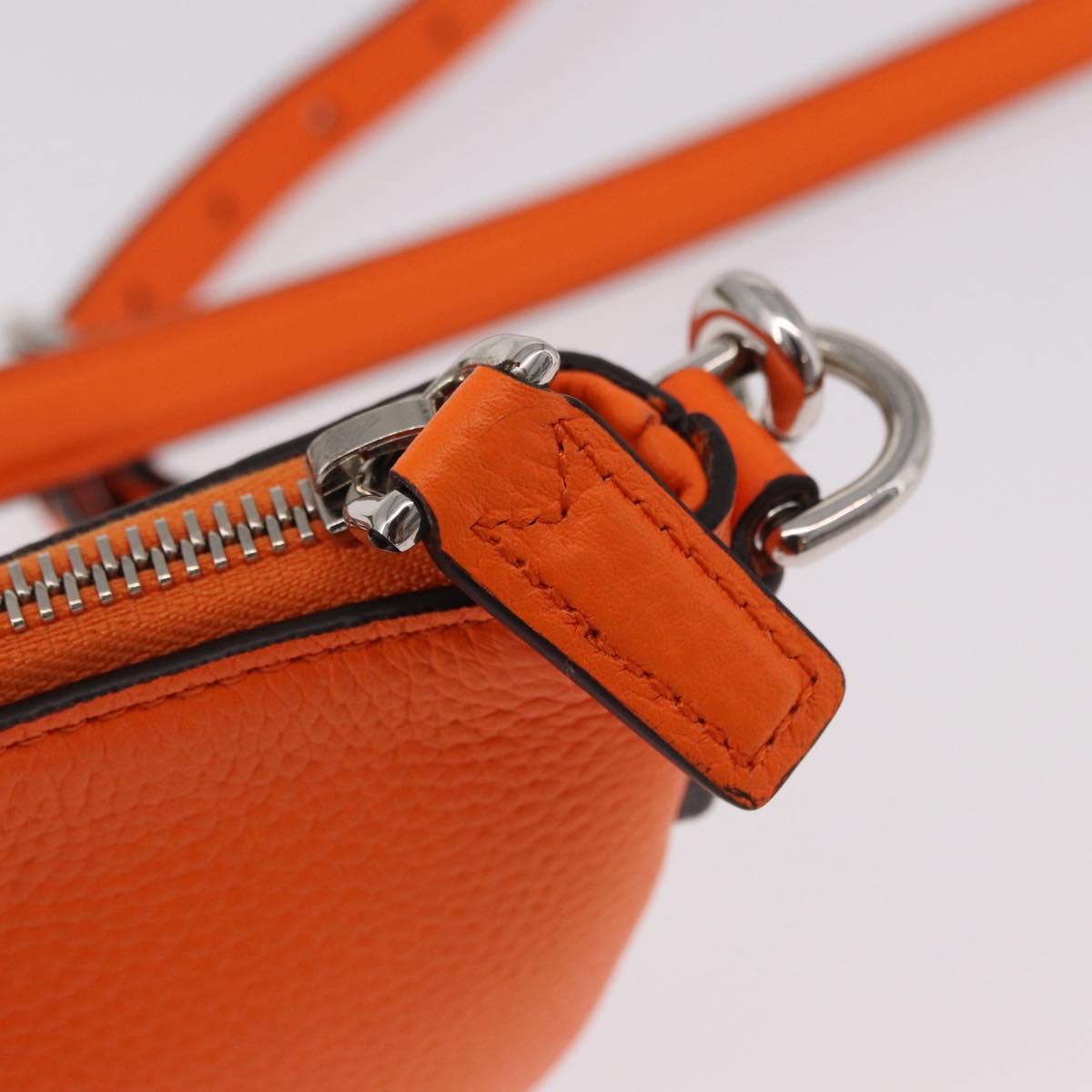GUCCI Shoulder Pouch Web Sherry Line Leather Orange Silver 821831 Auth bs36086M